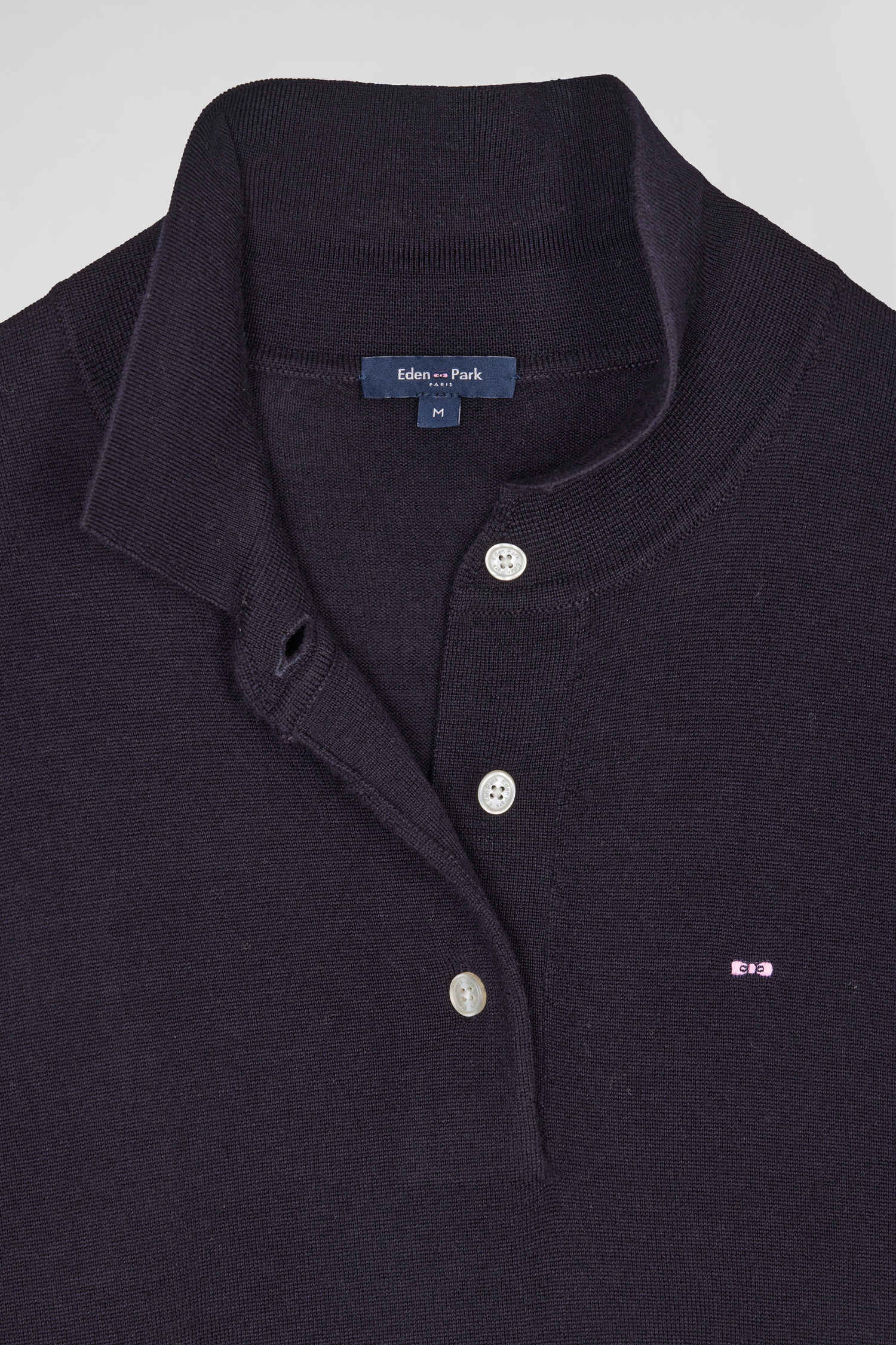 Regular navy blue wool dress with rugby shirt collar