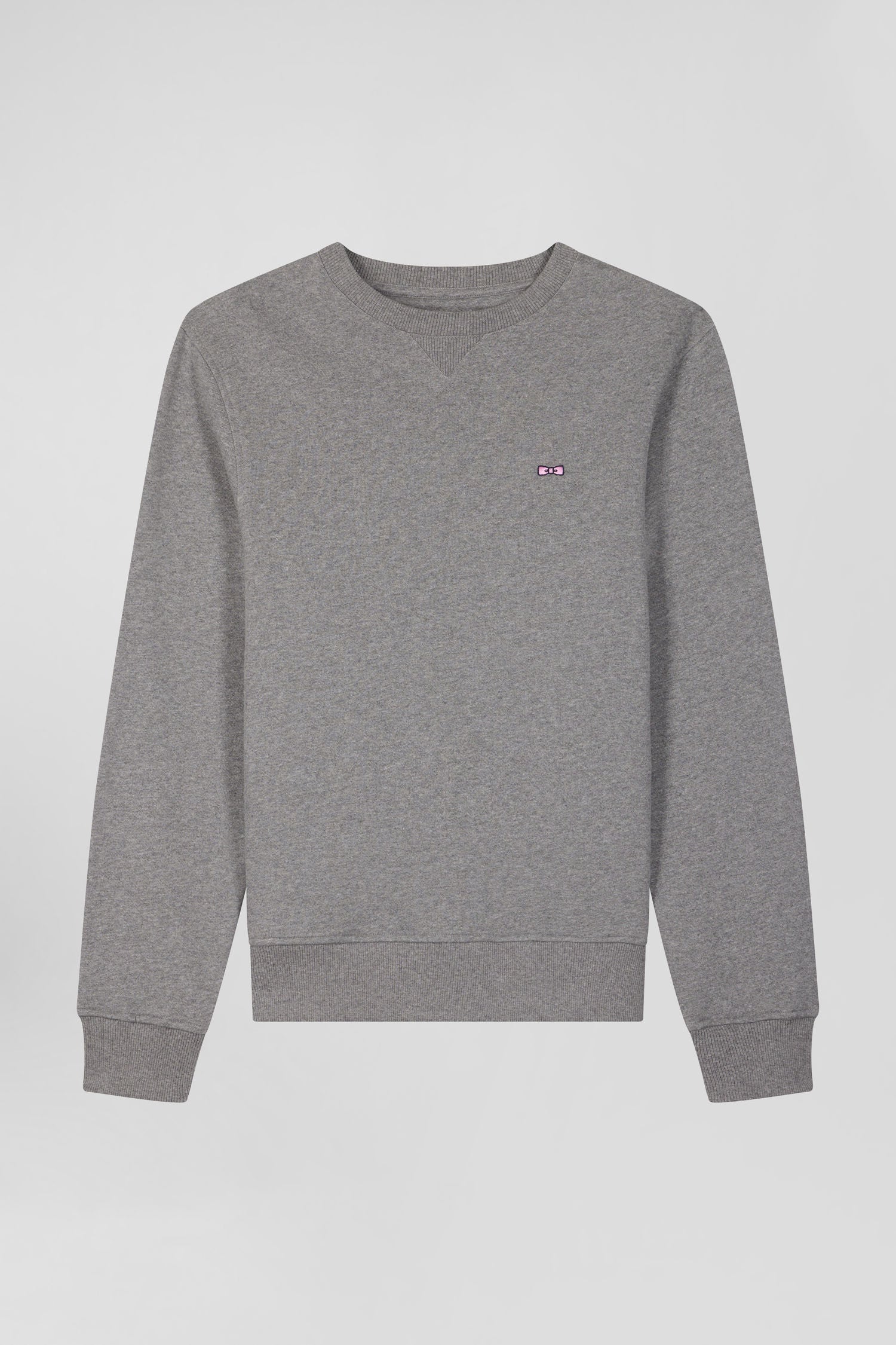 Regular grey brushed cotton fleece sweatshirt