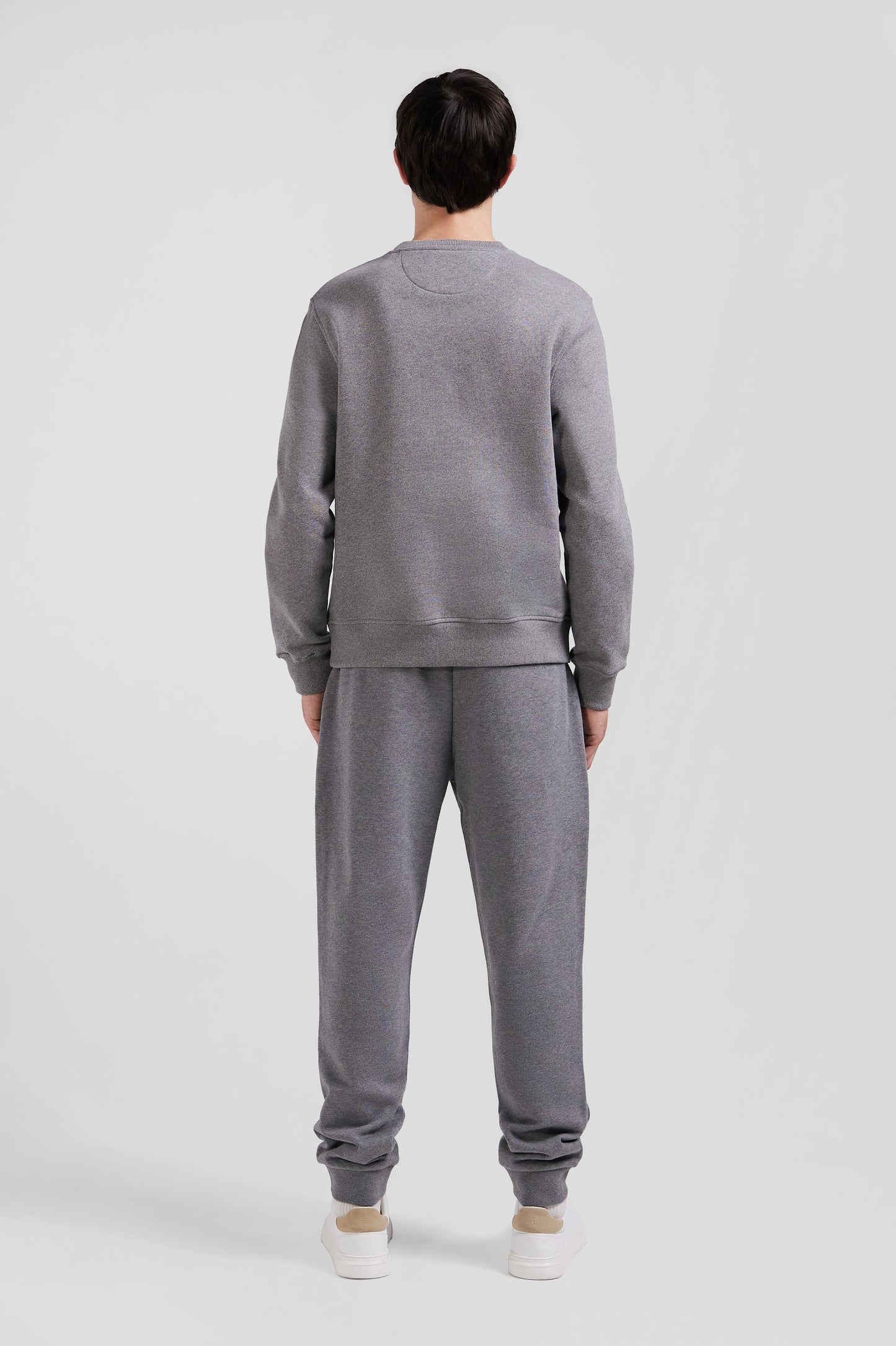 Regular grey brushed cotton fleece sweatshirt