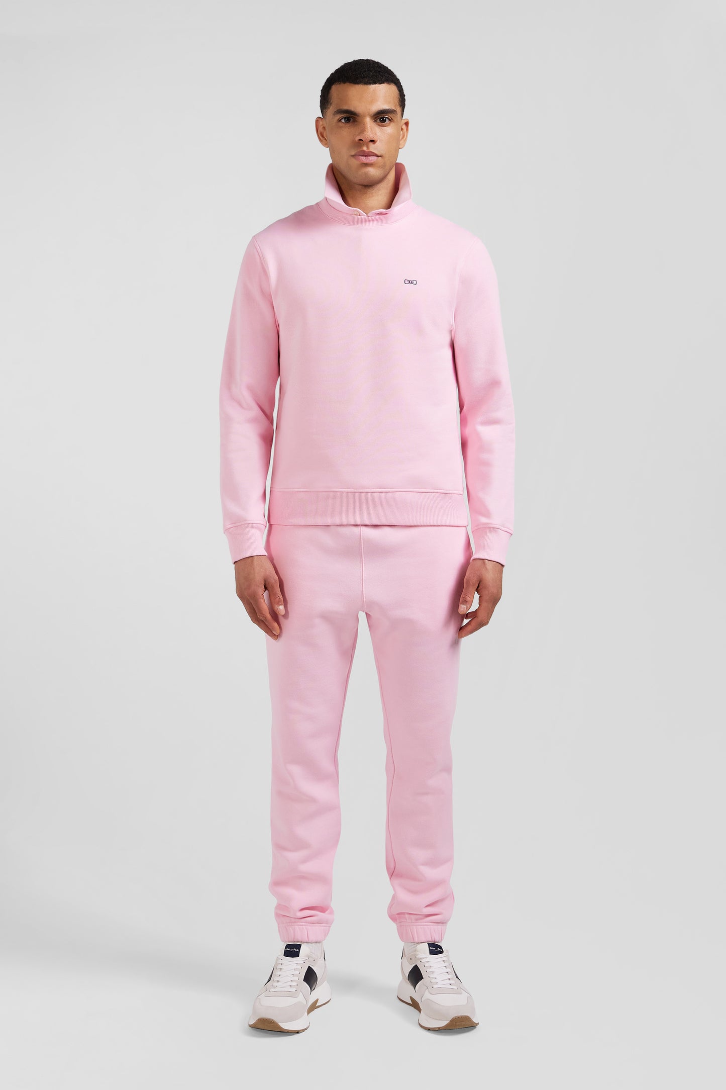 Regular pink brushed cotton fleece sweatshirt