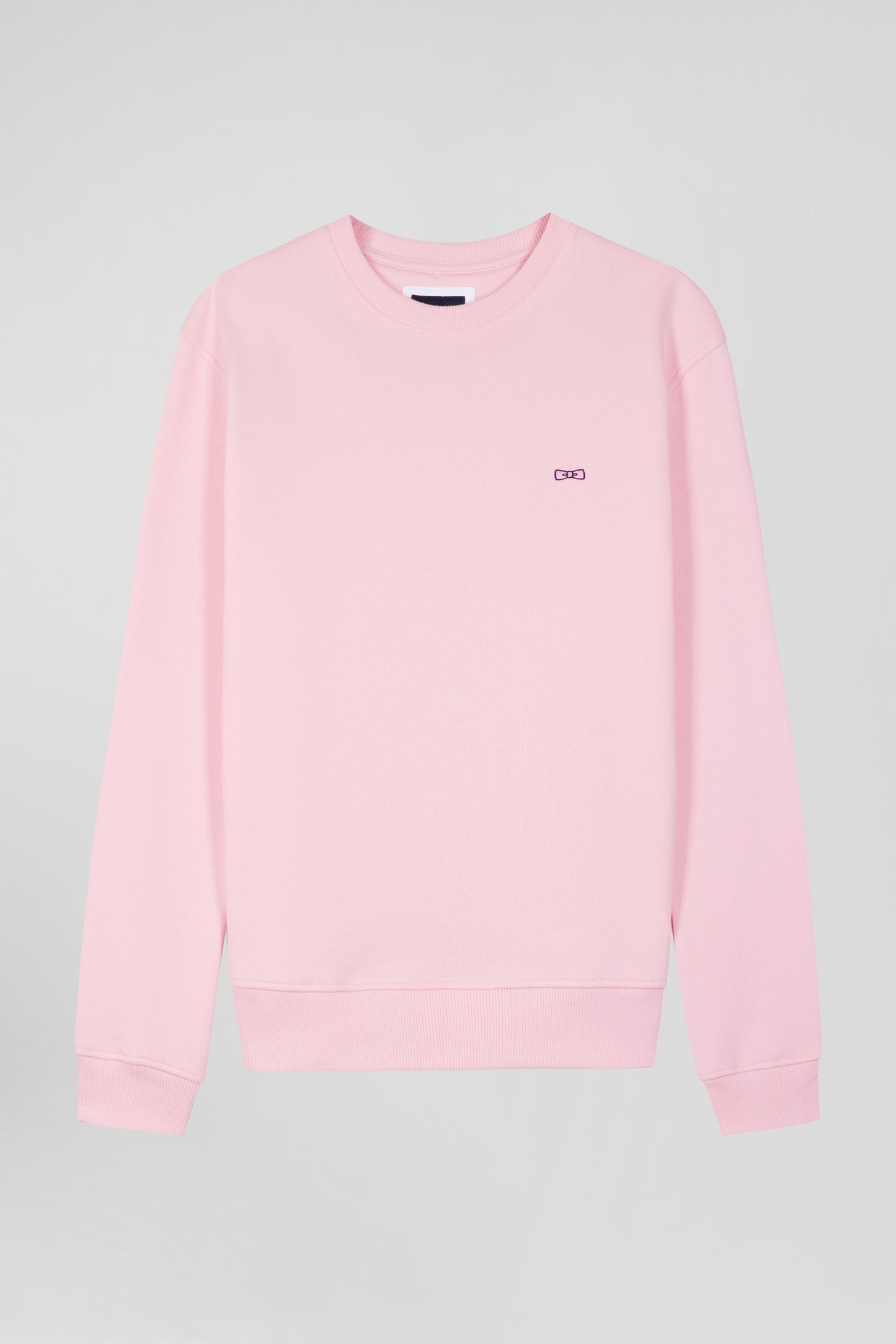 Regular pink brushed cotton fleece sweatshirt