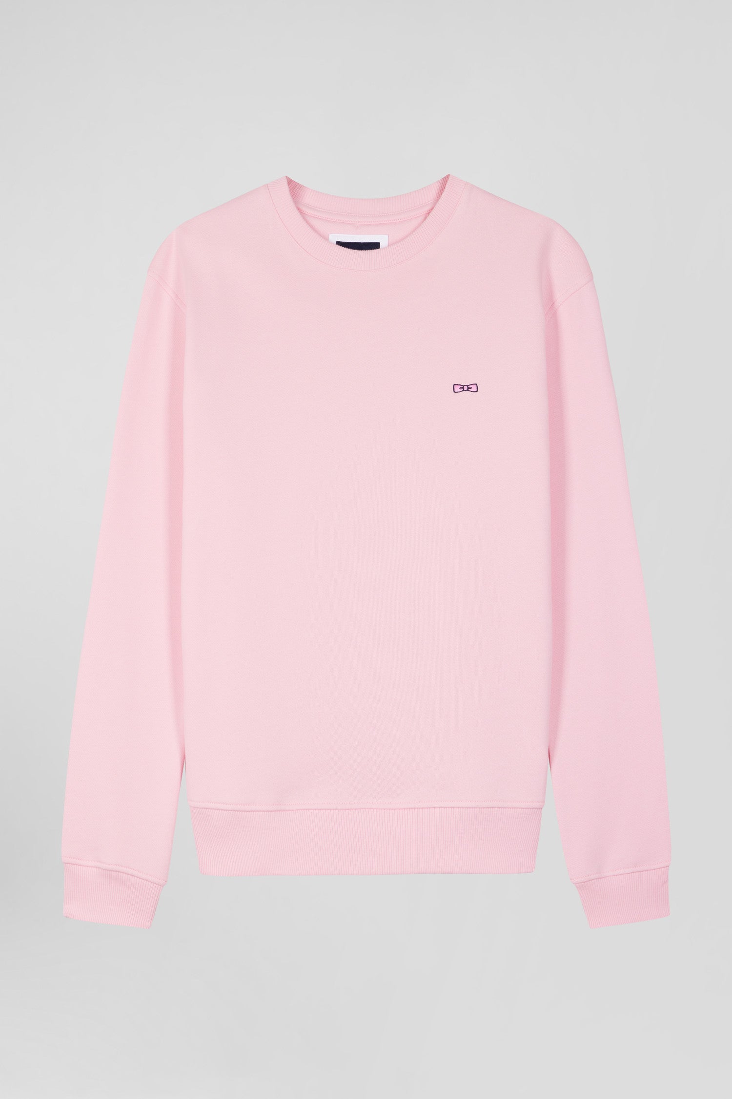 Regular pink brushed cotton fleece sweatshirt