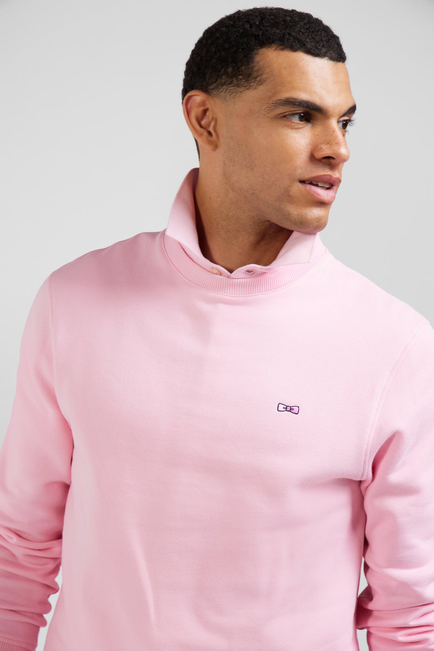 Regular pink brushed cotton fleece sweatshirt