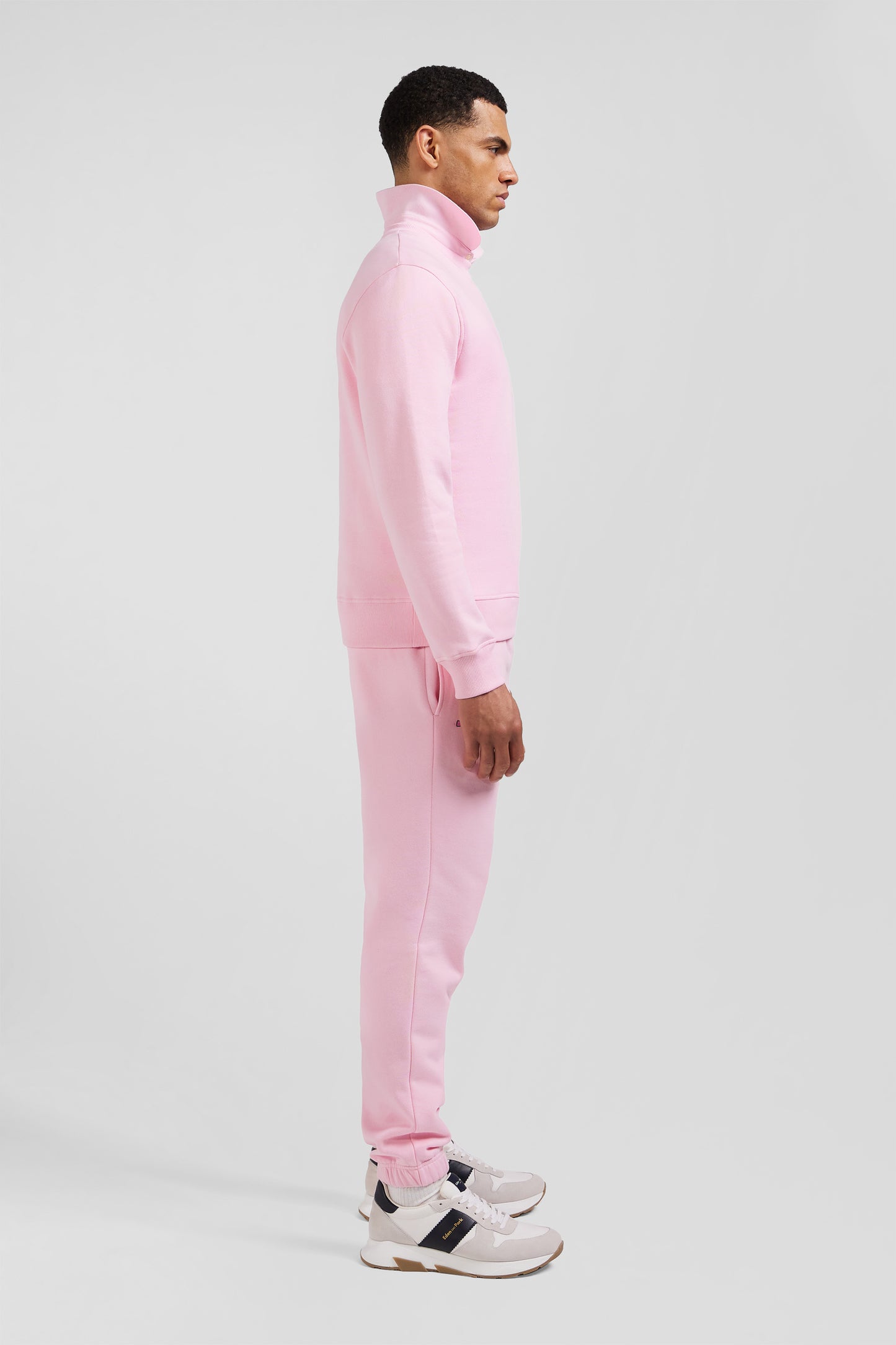 Regular pink brushed cotton fleece sweatshirt