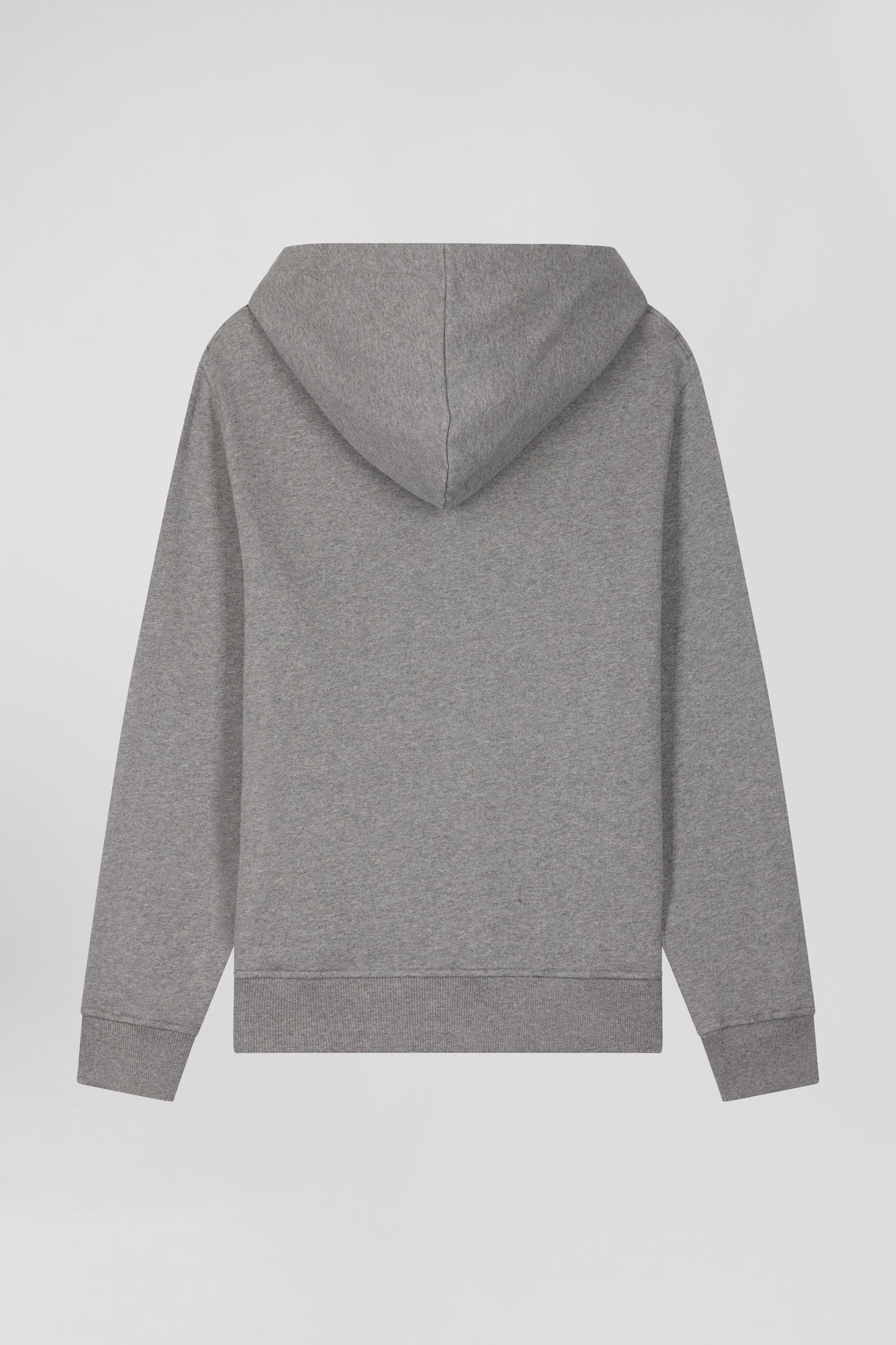 Regular grey zipped brushed cotton fleece hoodie