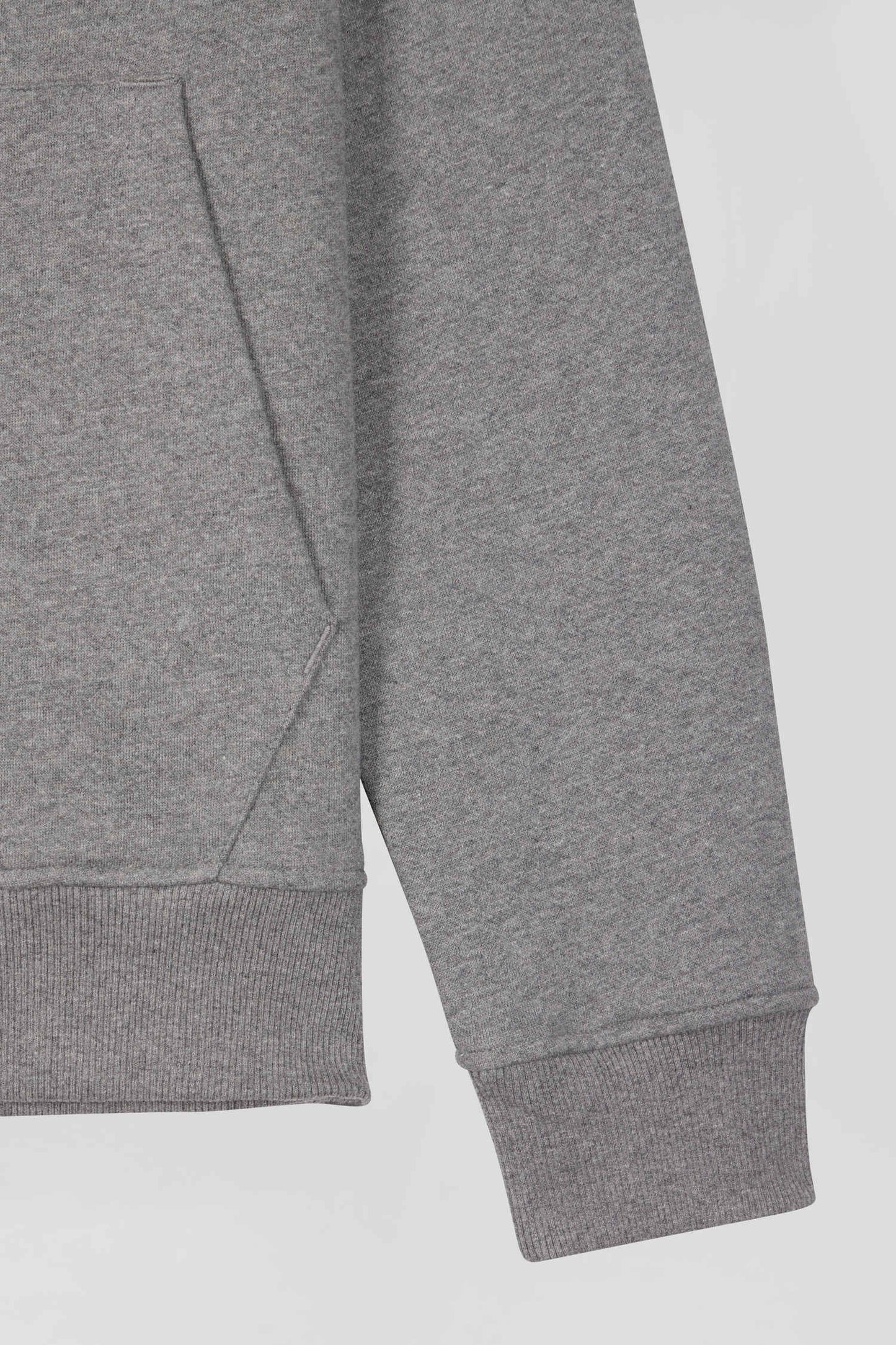 Regular grey zipped brushed cotton fleece hoodie