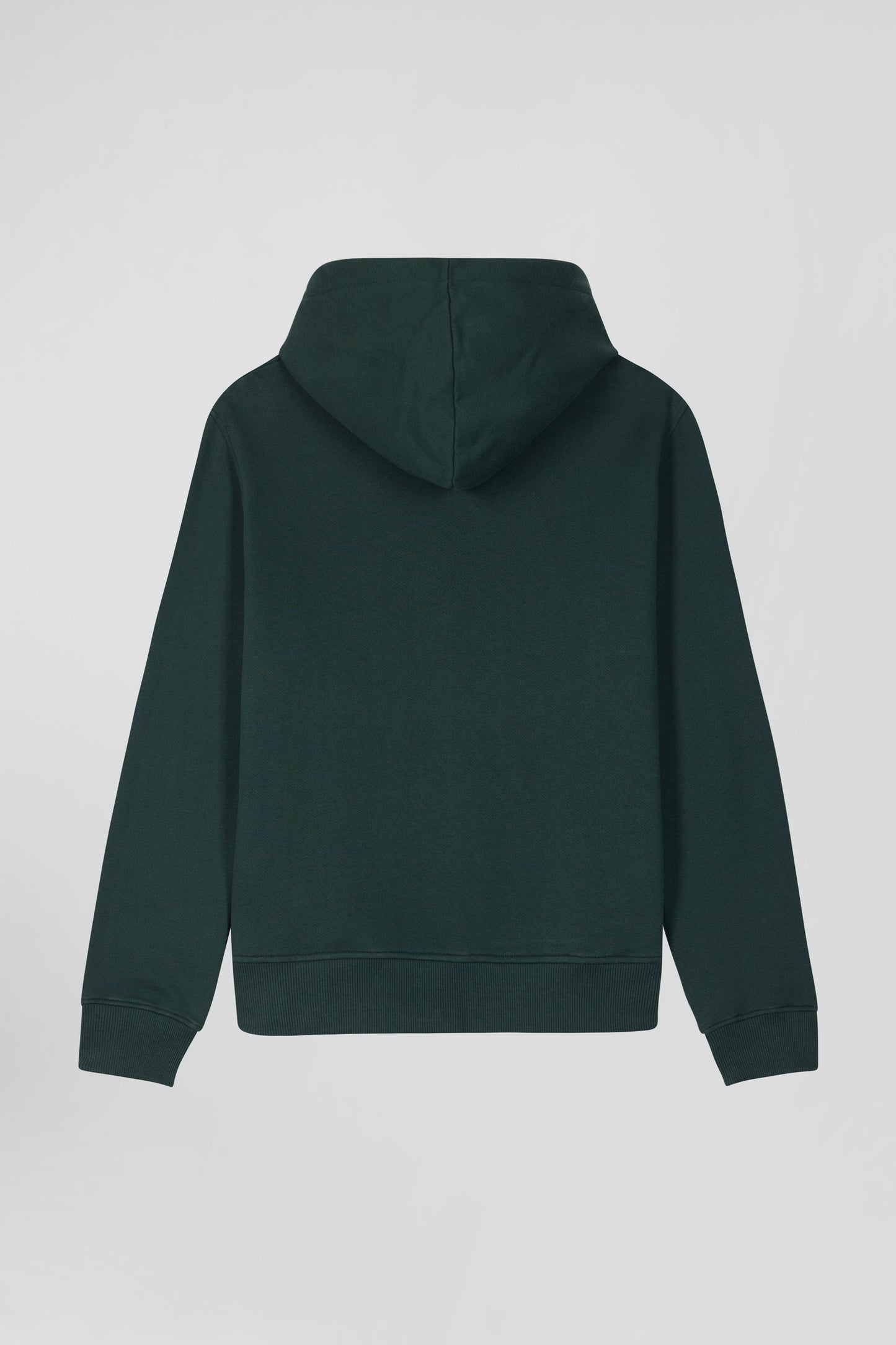 Regular green zipped brushed cotton fleece hoodie