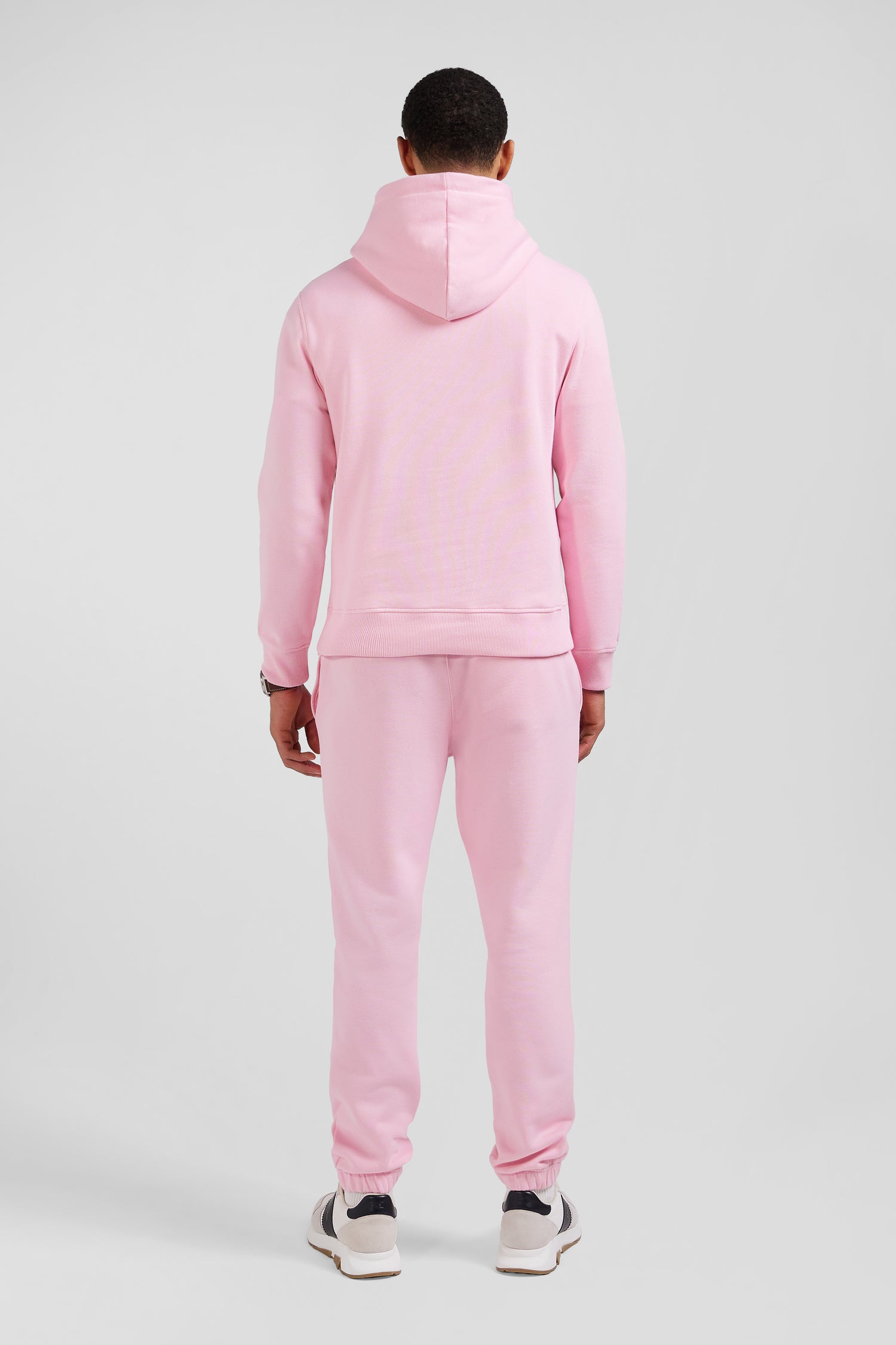 Regular pink brushed cotton fleece hoodie