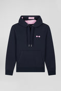 Regular navy brushed cotton fleece hoodie with Eden Park embroidery