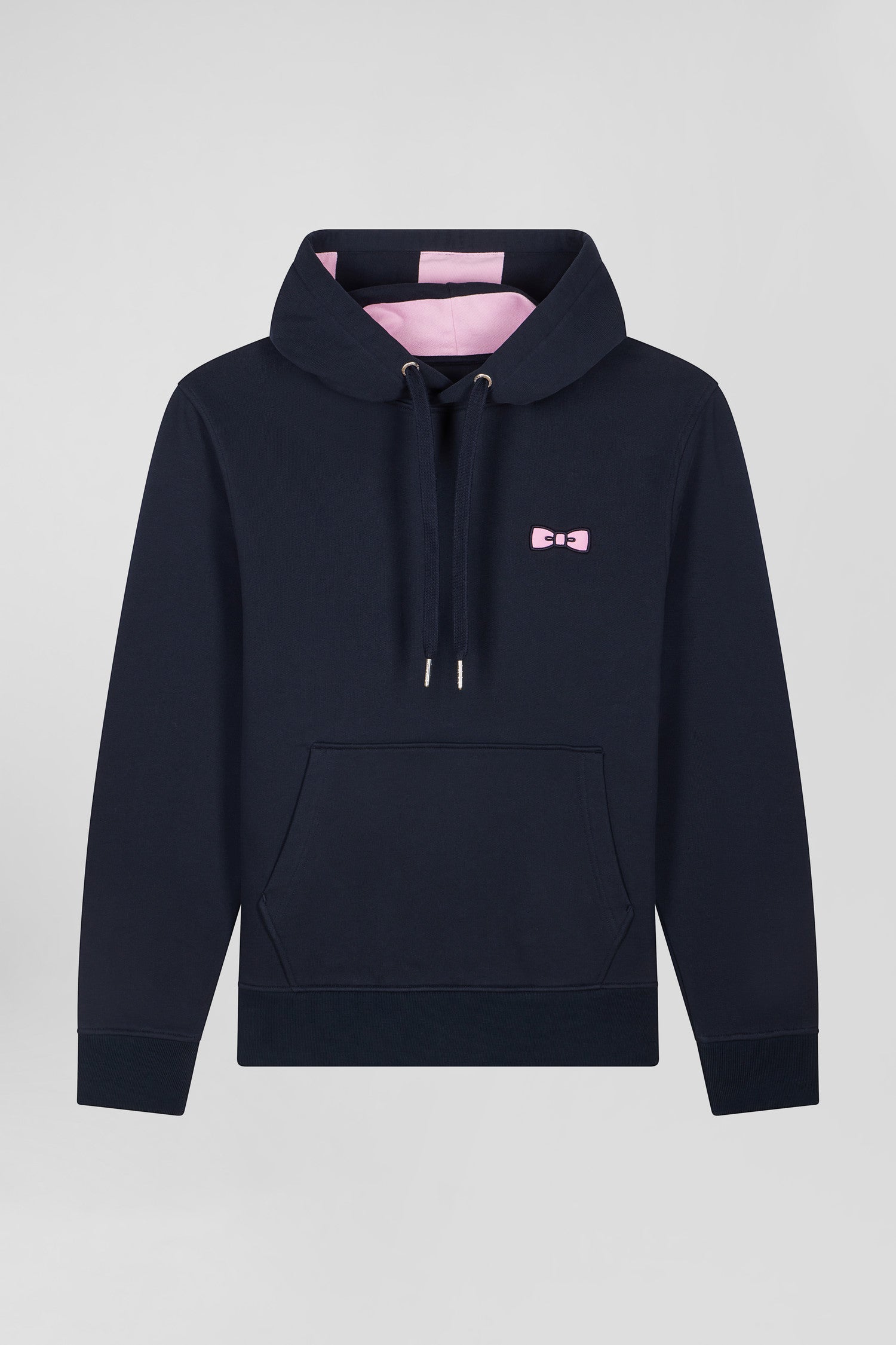 Regular navy brushed cotton fleece hoodie with Eden Park embroidery