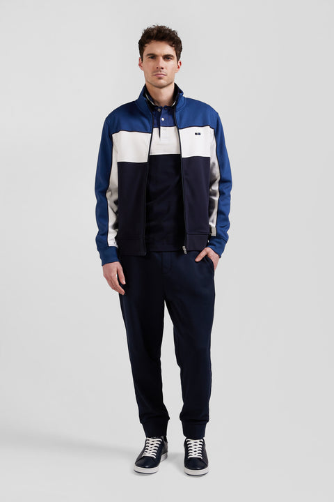 Regular blue tricolor zipped cotton blend sweatshirt - Image 1