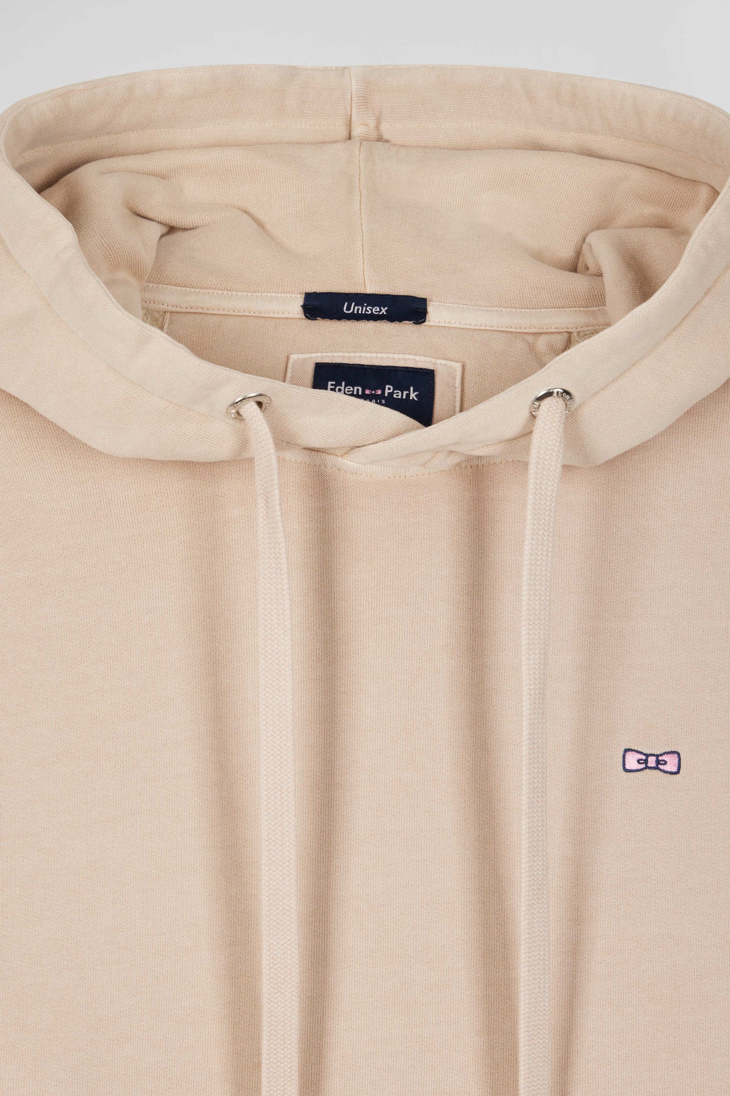 Oversize beige unisex dyed cotton fleece hoodie