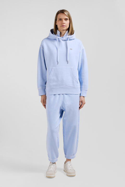 Oversize sky blue unisex dyed cotton fleece hoodie - Image 2