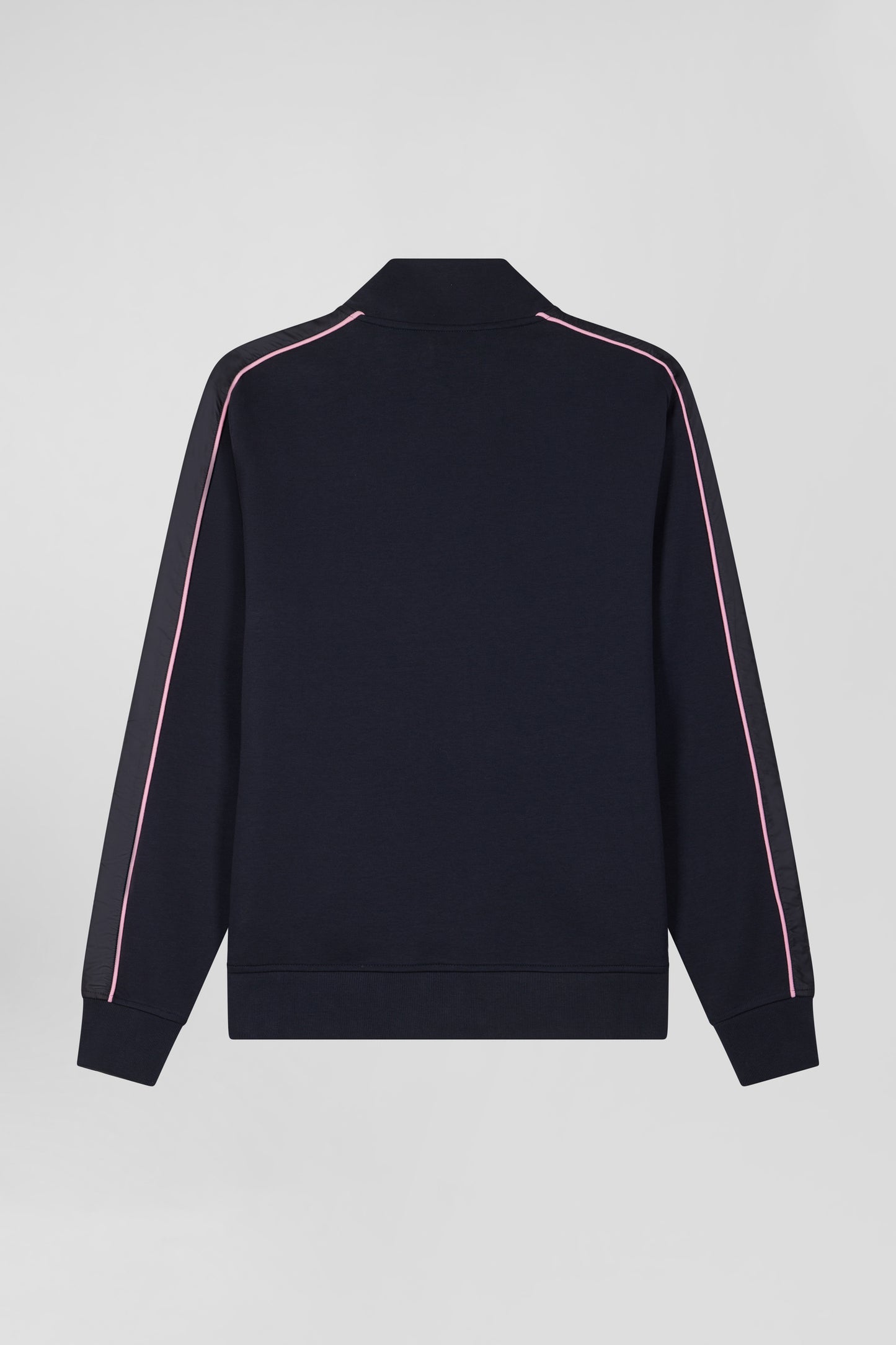 Regular navy blue zipped cotton blend sweatshirt