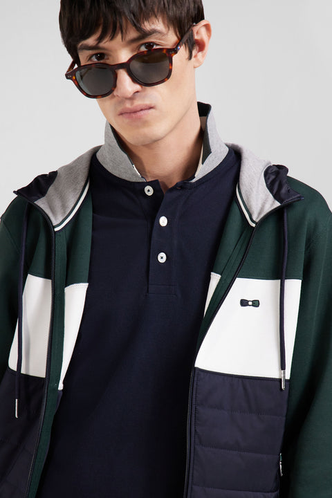 Regular green cotton blend hoodie with padded front - Image 3