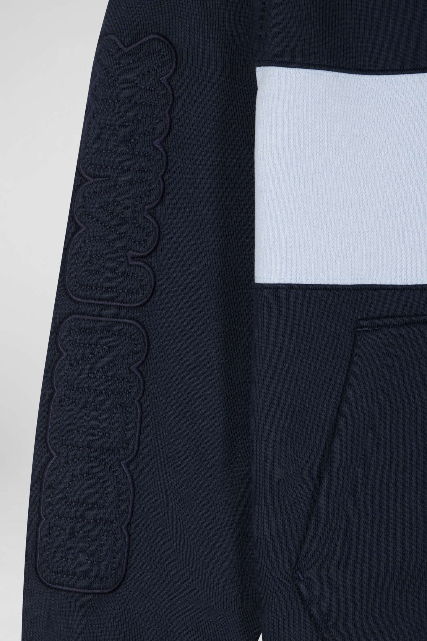 Regular sky blue zipped cotton hoodie