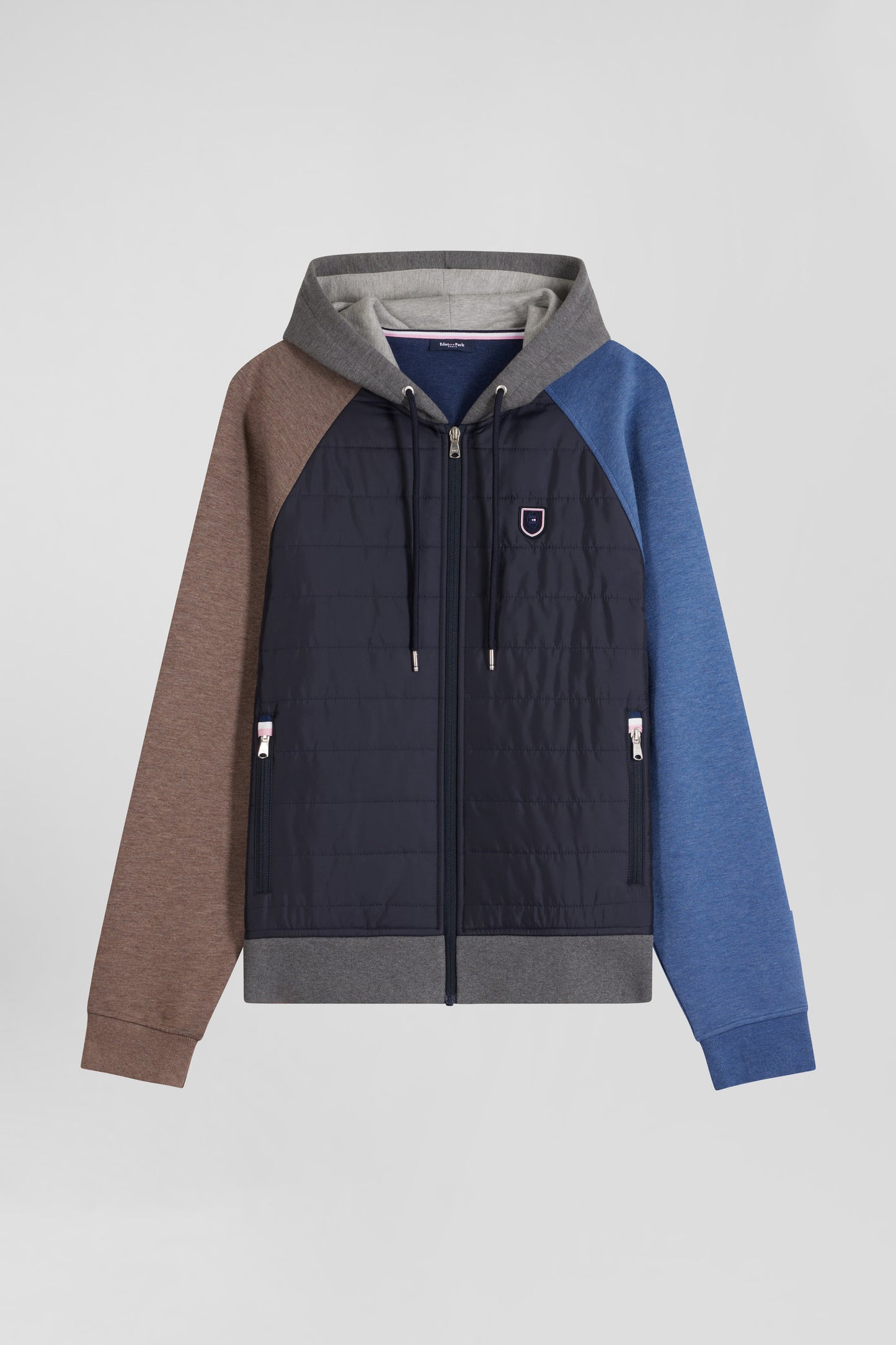 Regular grey cotton blend sweatshirt with padded front