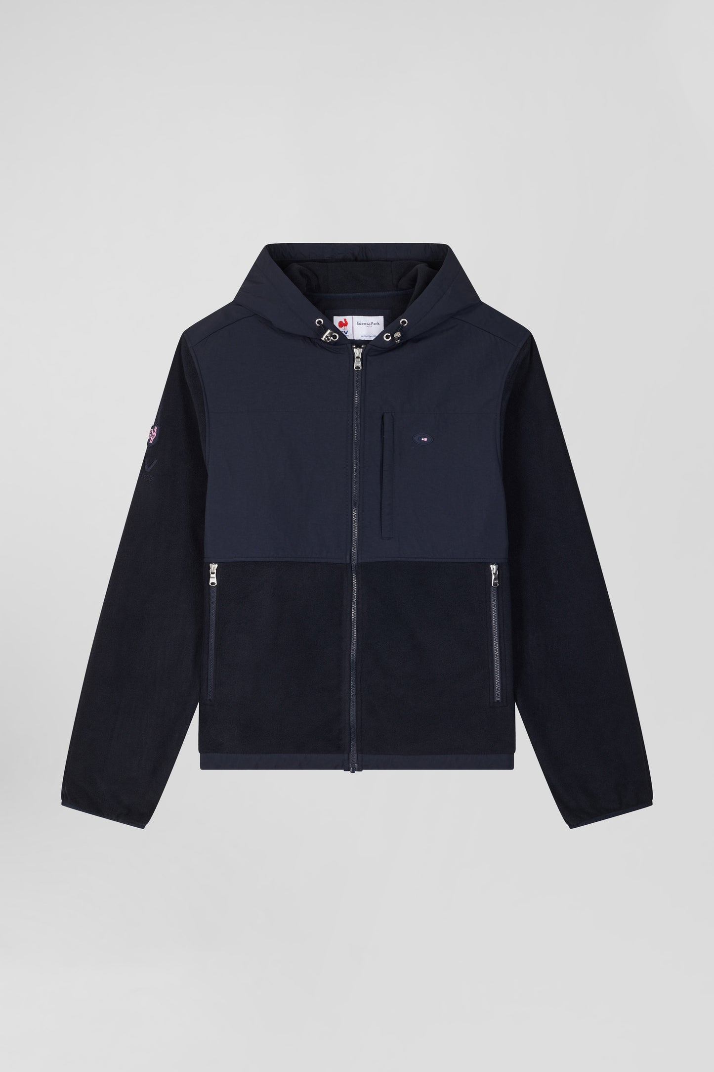 Regular navy blue zipped hoodie