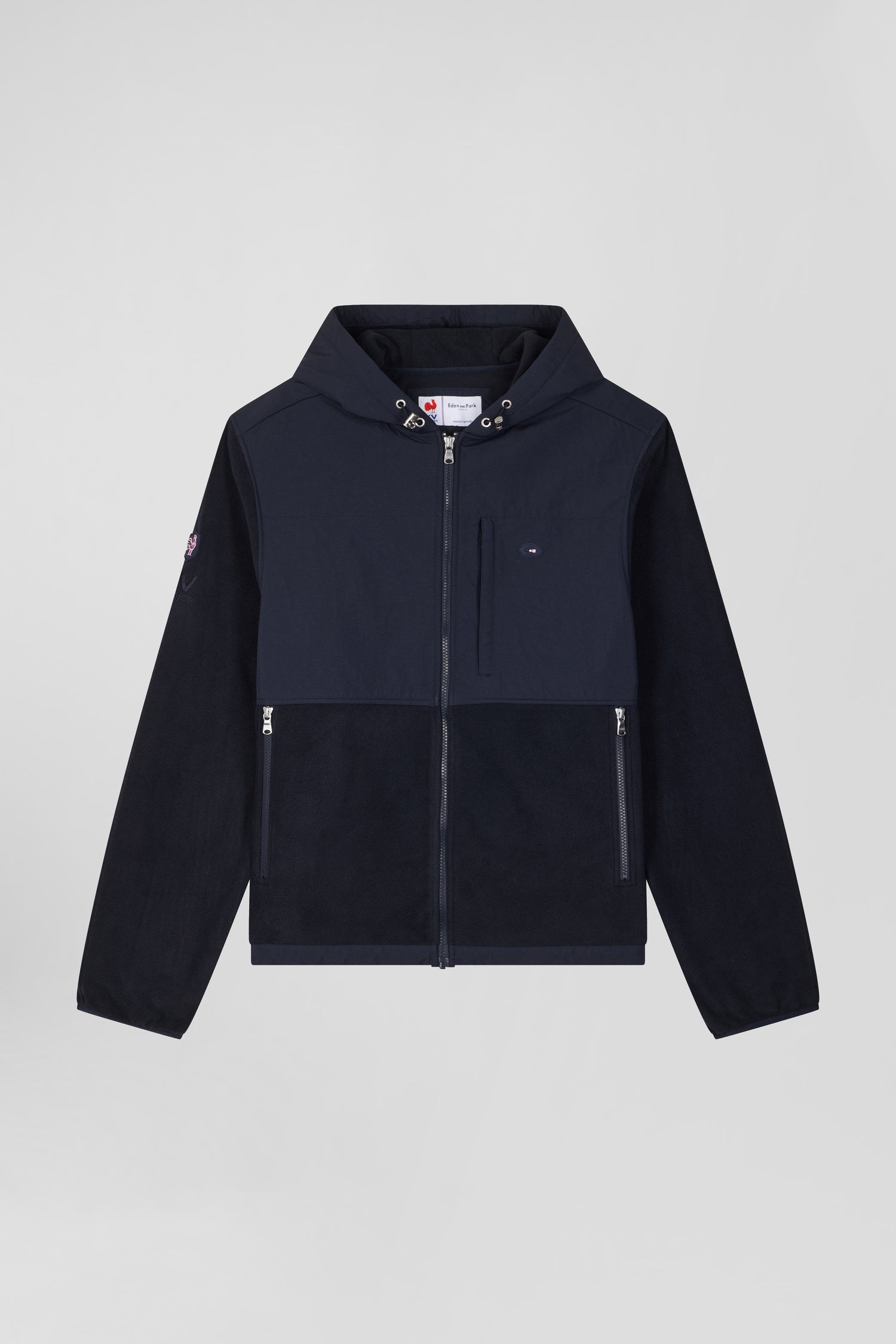 Regular navy blue zipped hoodie