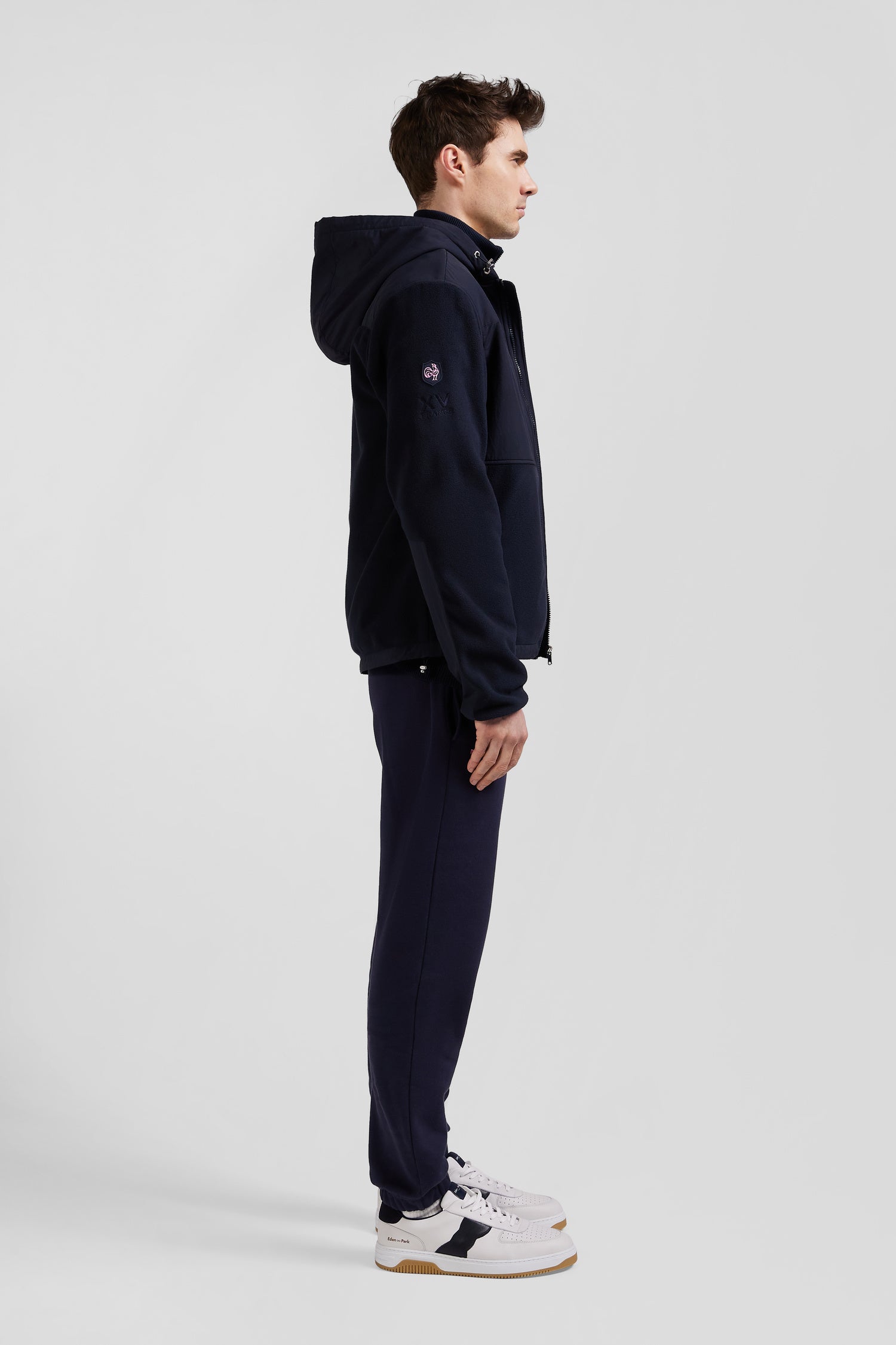 Regular navy blue zipped hoodie