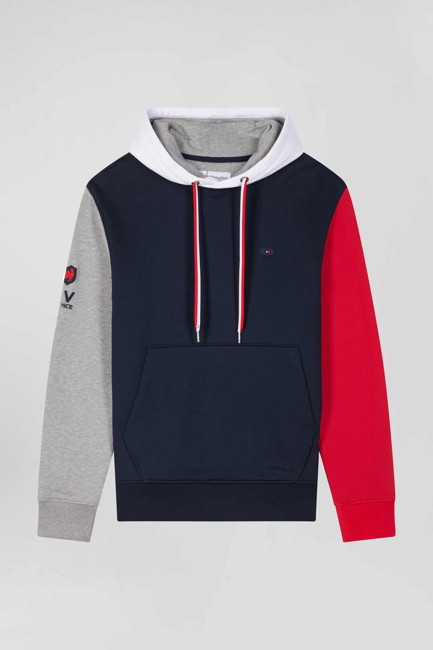 Regular navy colorblock XV de France cotton hoodie
