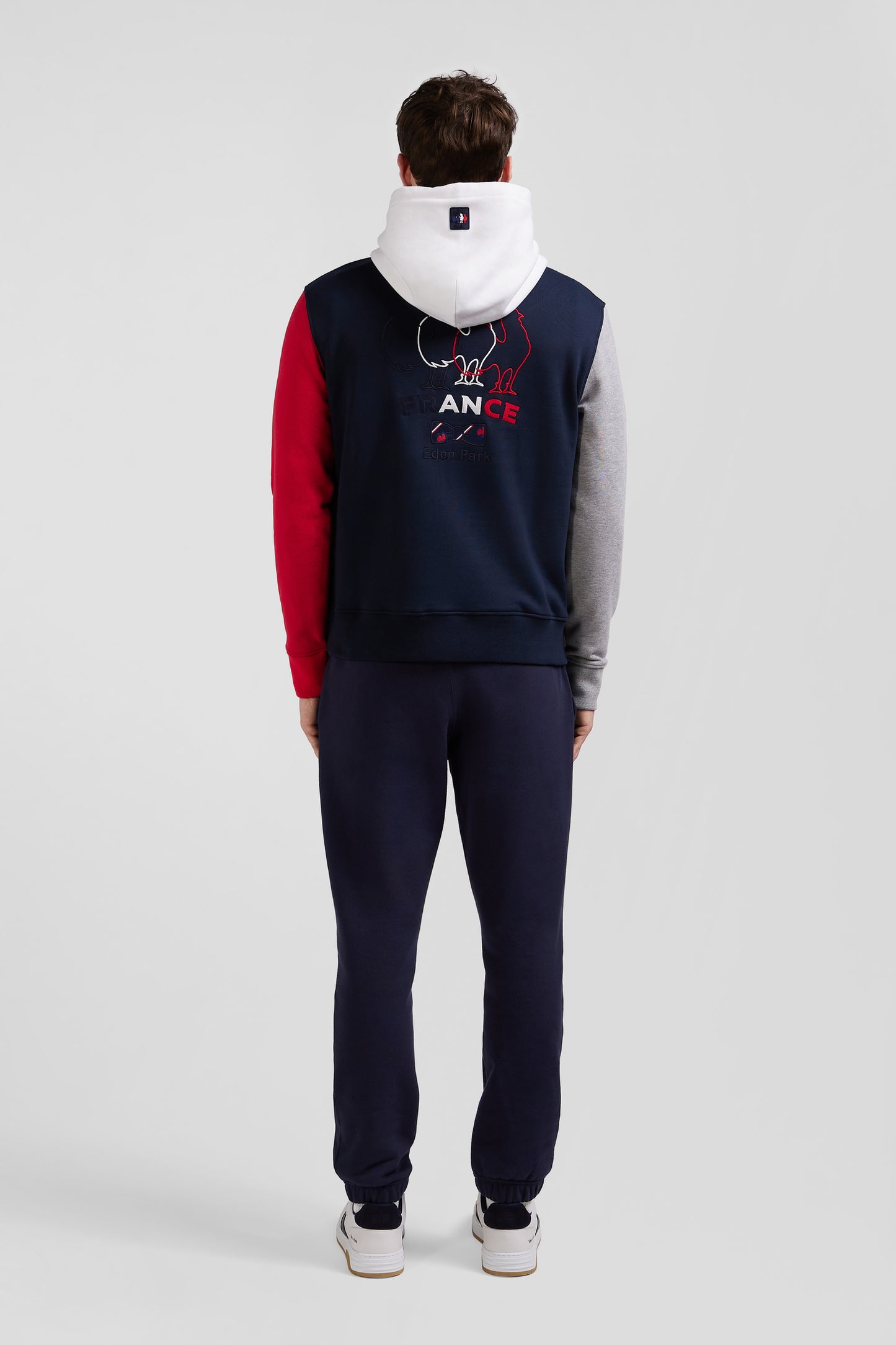 Regular navy colorblock XV de France cotton hoodie