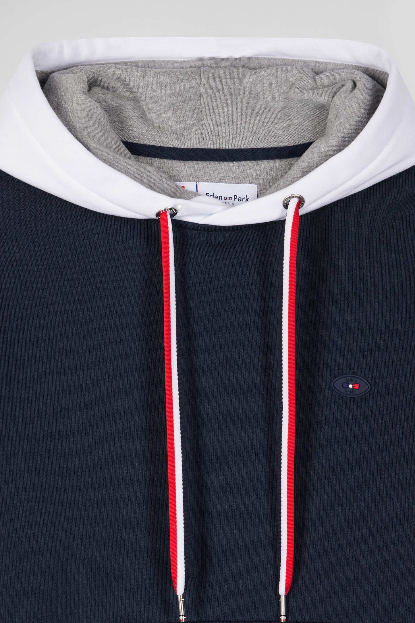 Regular navy colorblock XV de France cotton hoodie