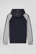 Regular grey zipped XV de France cotton blend hoodie