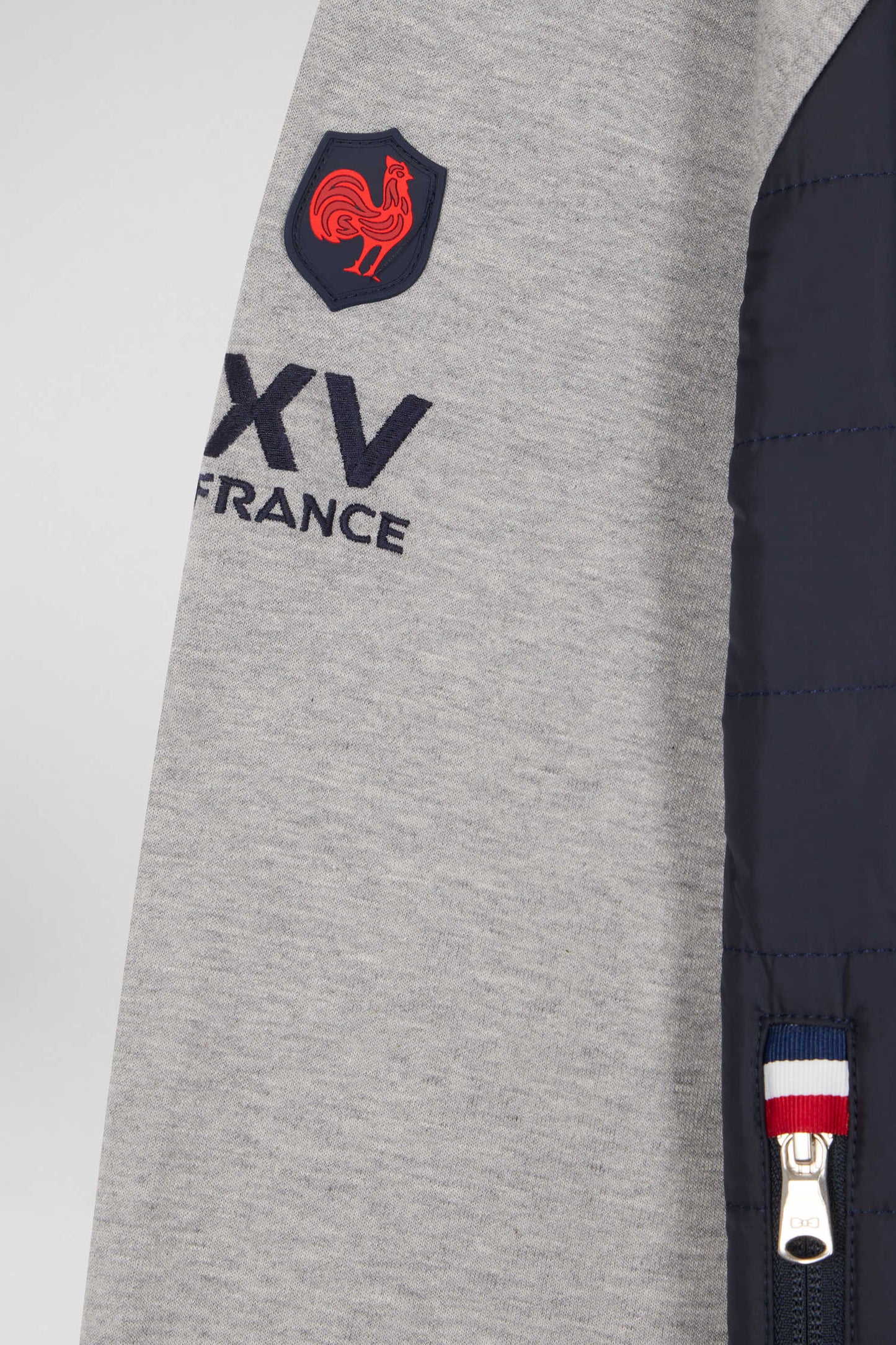 XV de France hooded sweatshirt with zip in cotton blend and grey trimming Regular cut