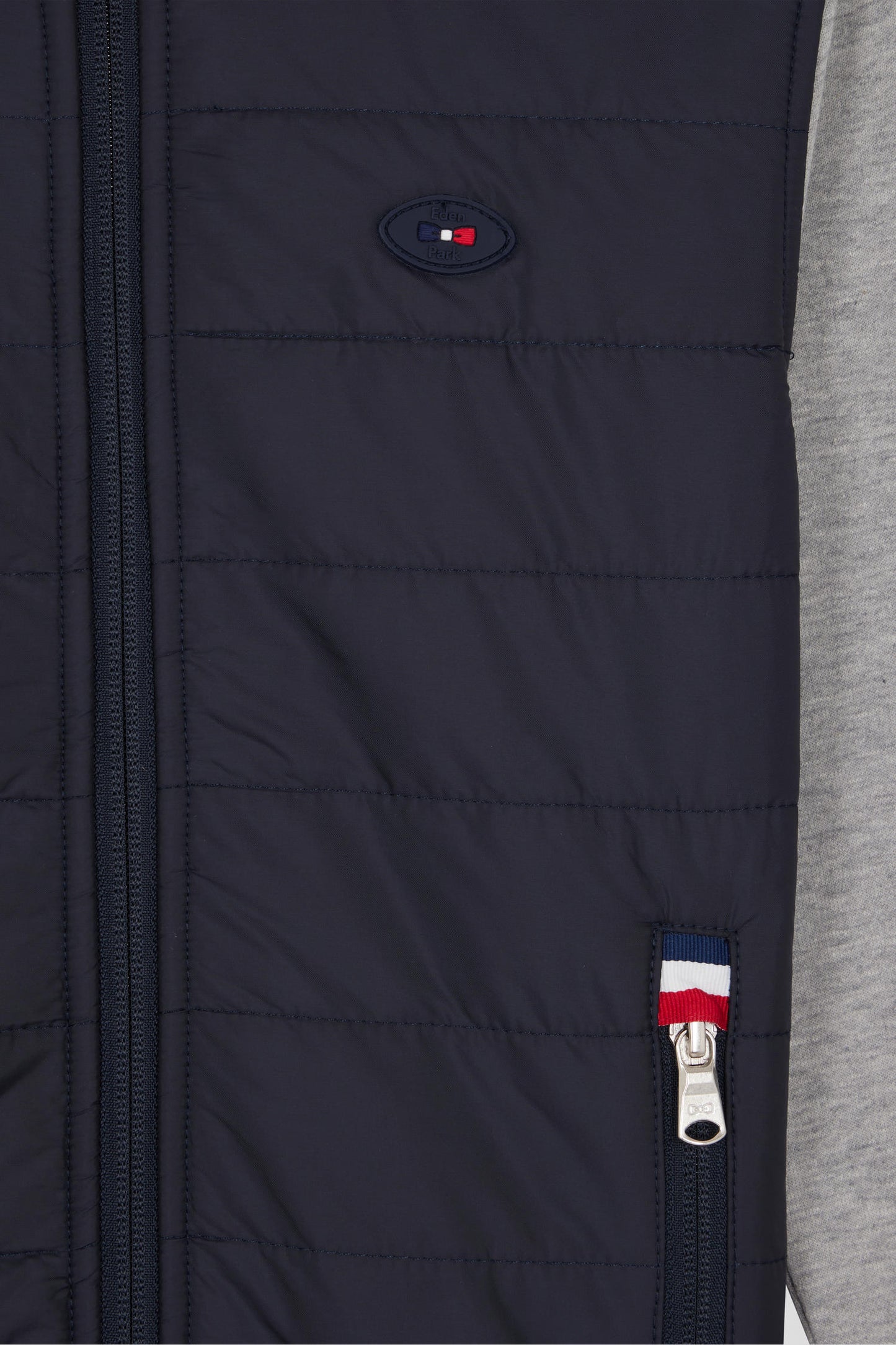 Regular navy padded front zipped hoodie