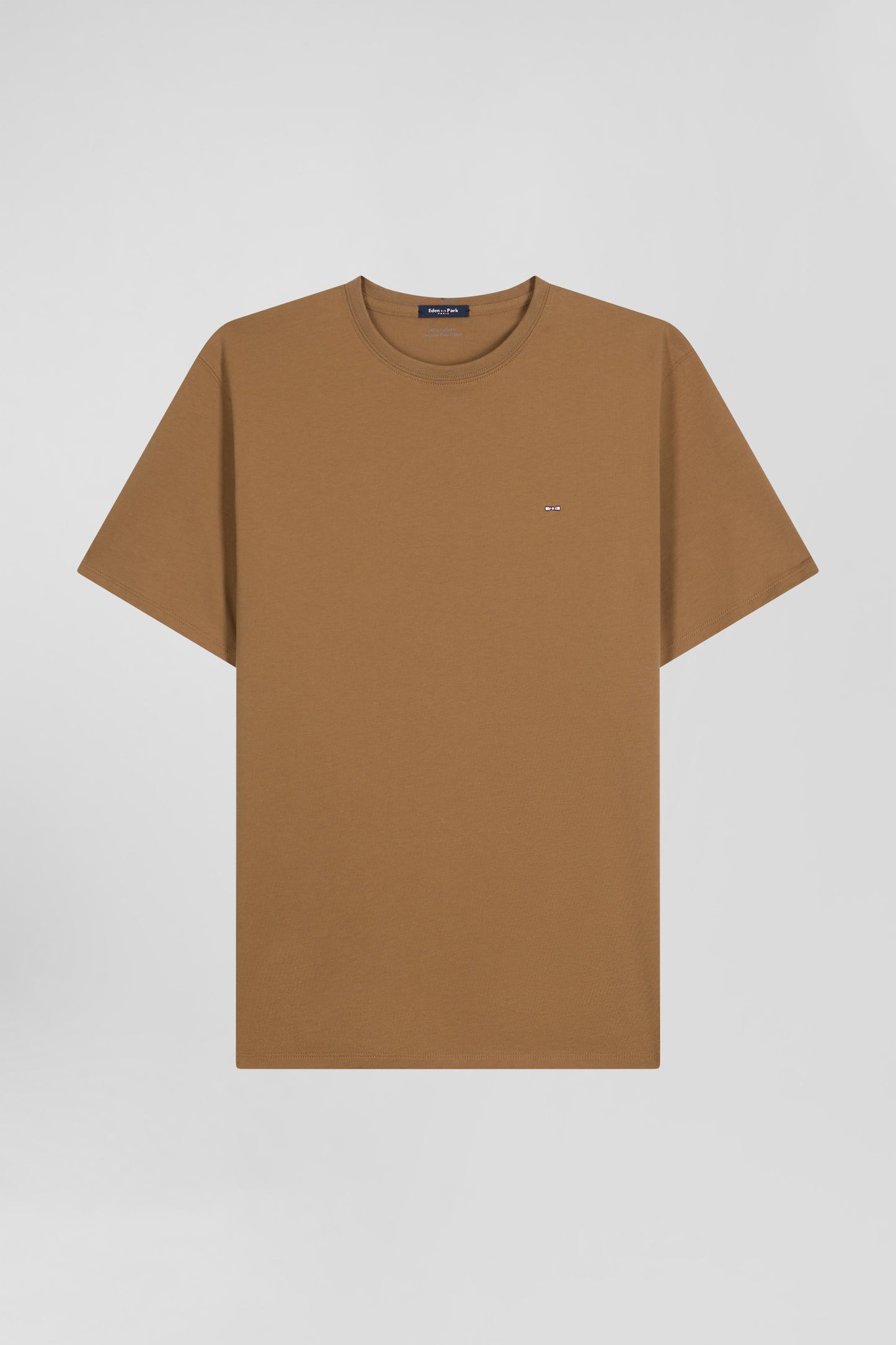 Regular camel Pima cotton short-sleeved T-shirt