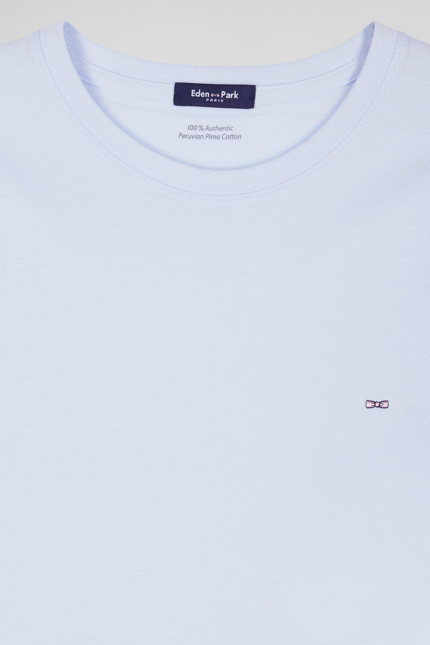 Regular sky blue Pima cotton short-sleeved T-shirt