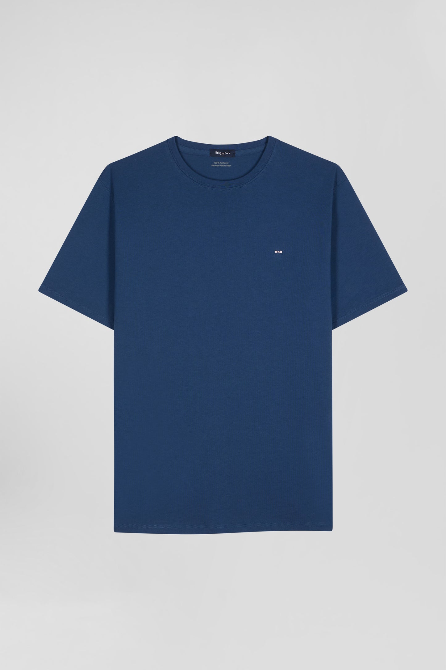 Regular navy Pima cotton short-sleeved T-shirt