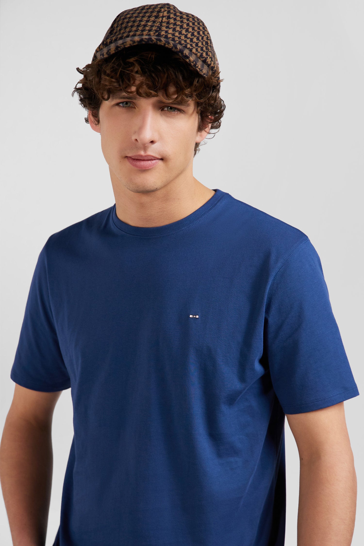 Regular navy Pima cotton short-sleeved T-shirt