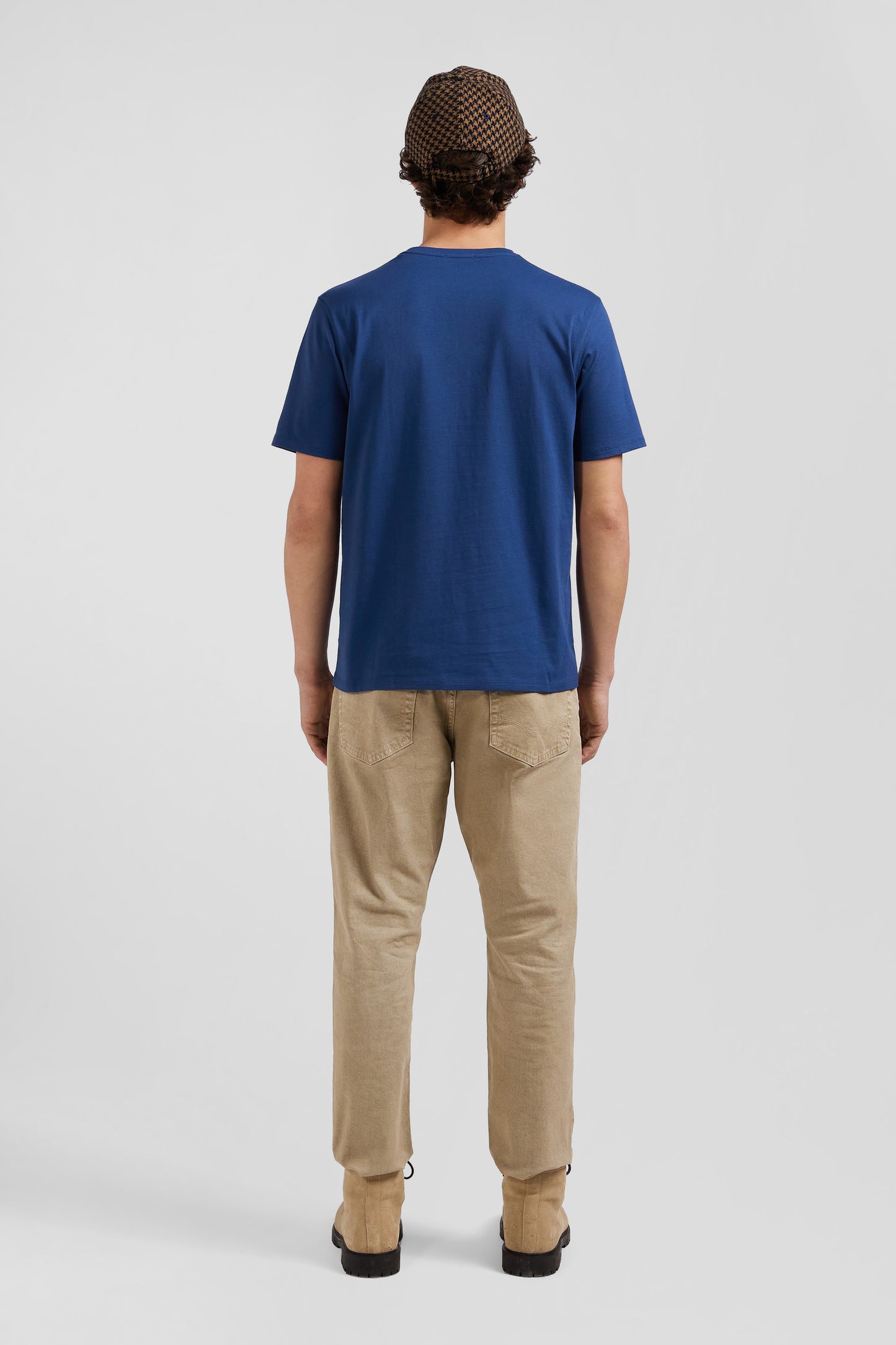 Regular navy Pima cotton short-sleeved T-shirt