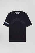 Oversize navy short-sleeved cotton T-shirt with Eden Park print