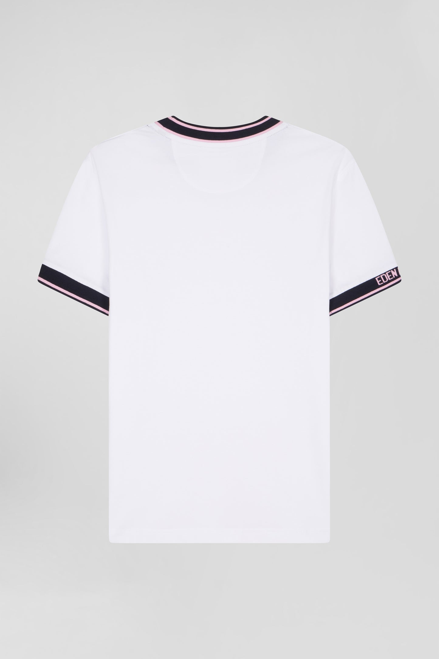 Slim white short-sleeved cotton T-shirt with Eden Park ribs