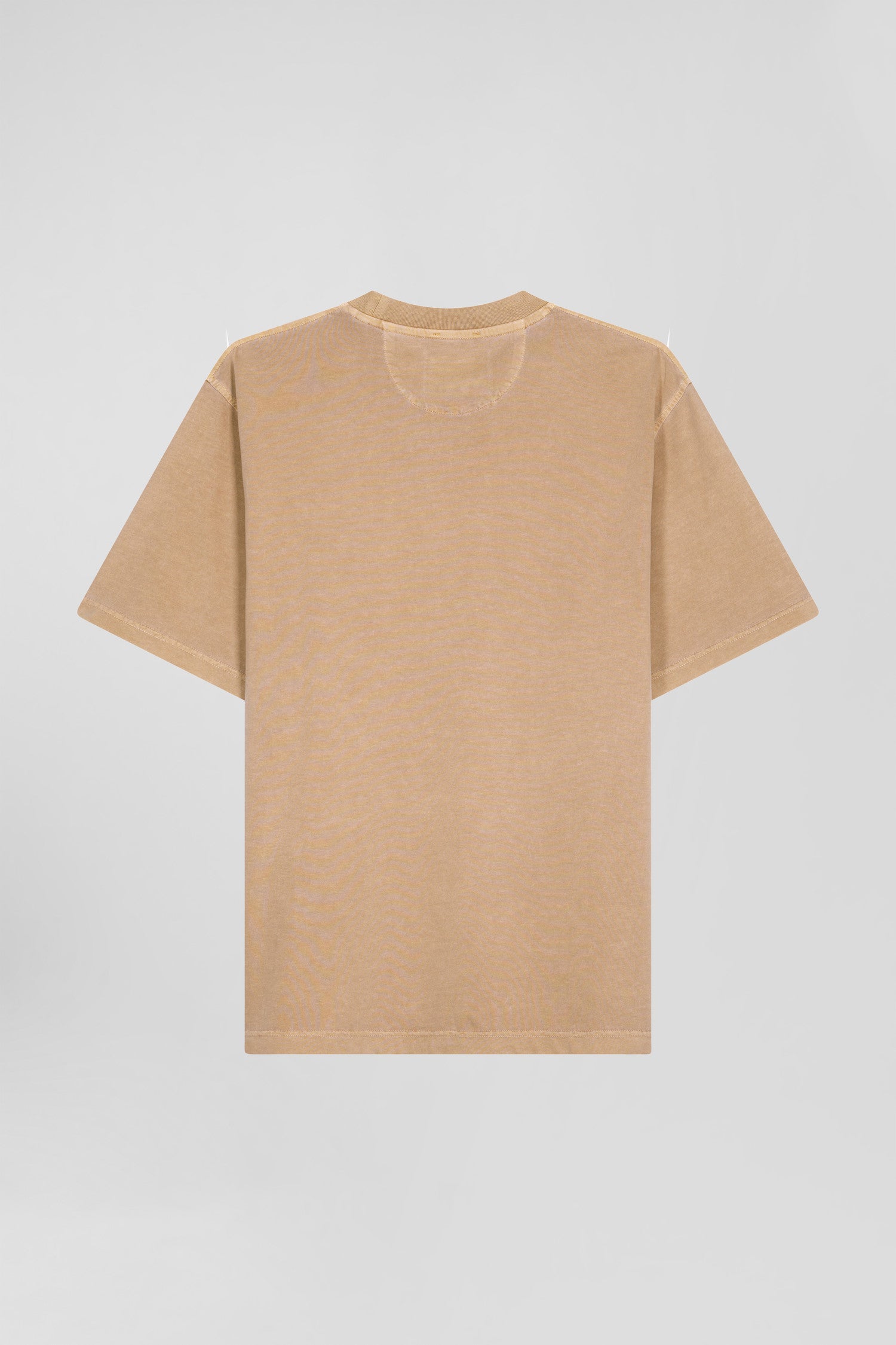 Oversize camel unisex short-sleeved T-shirt in overdyed cotton