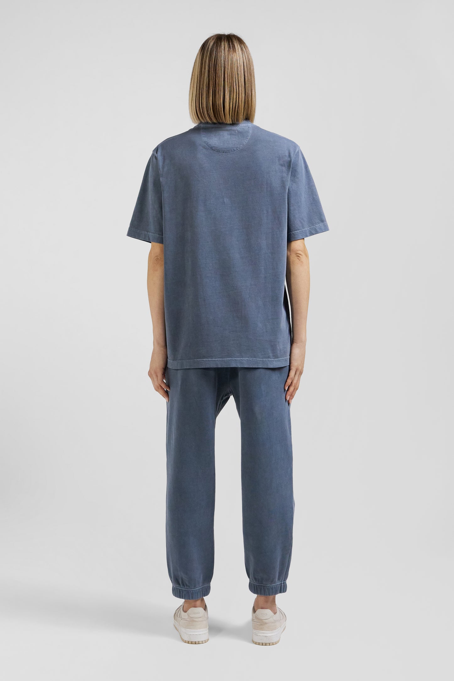 Oversize grey unisex short-sleeved T-shirt in overdyed cotton