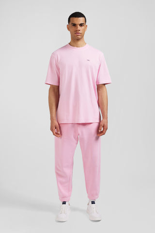 Oversize pink unisex short-sleeved T-shirt in overdyed cotton