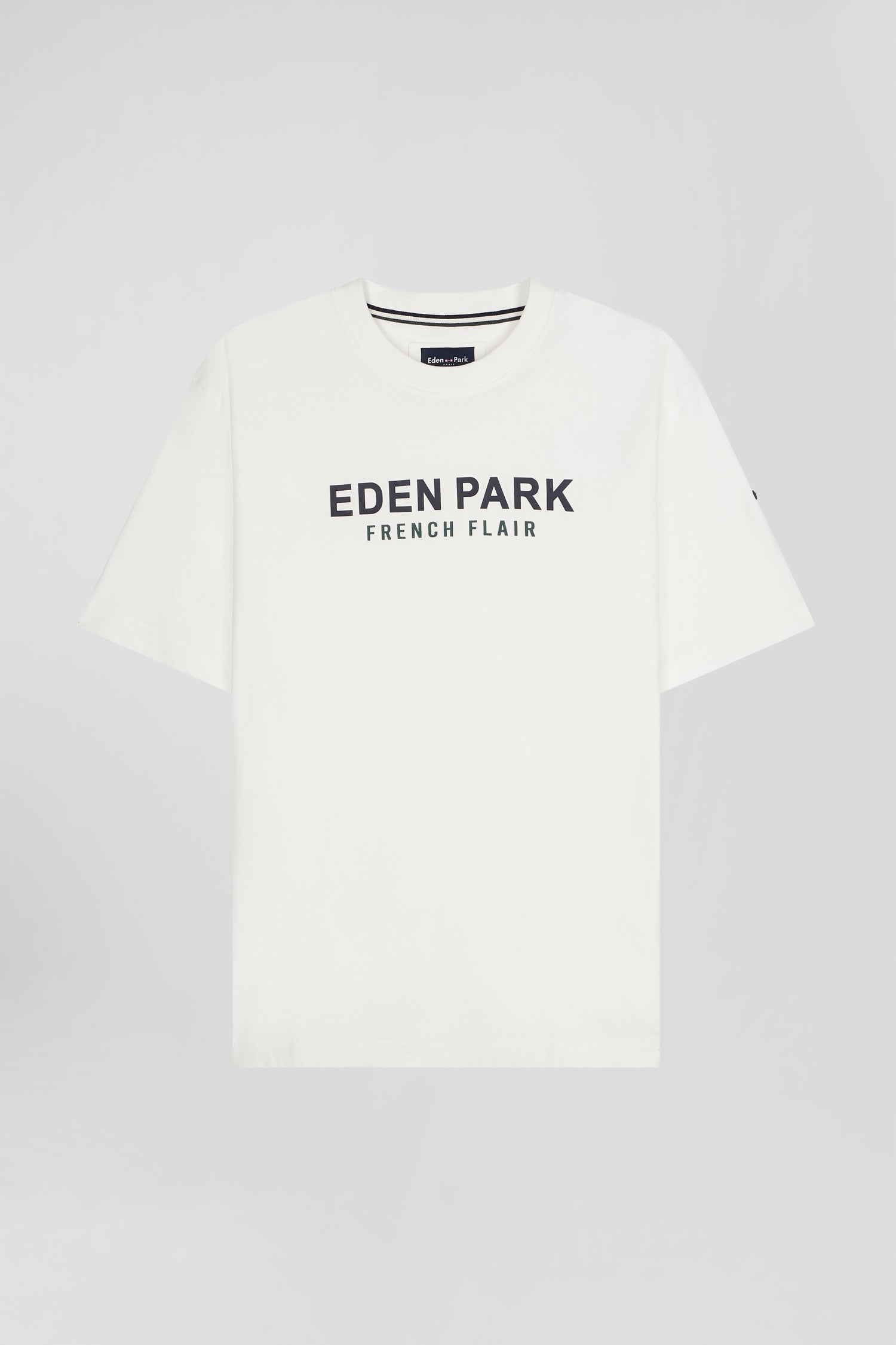 Oversize ecru Eden Park French Flair cotton short-sleeved T-shirt