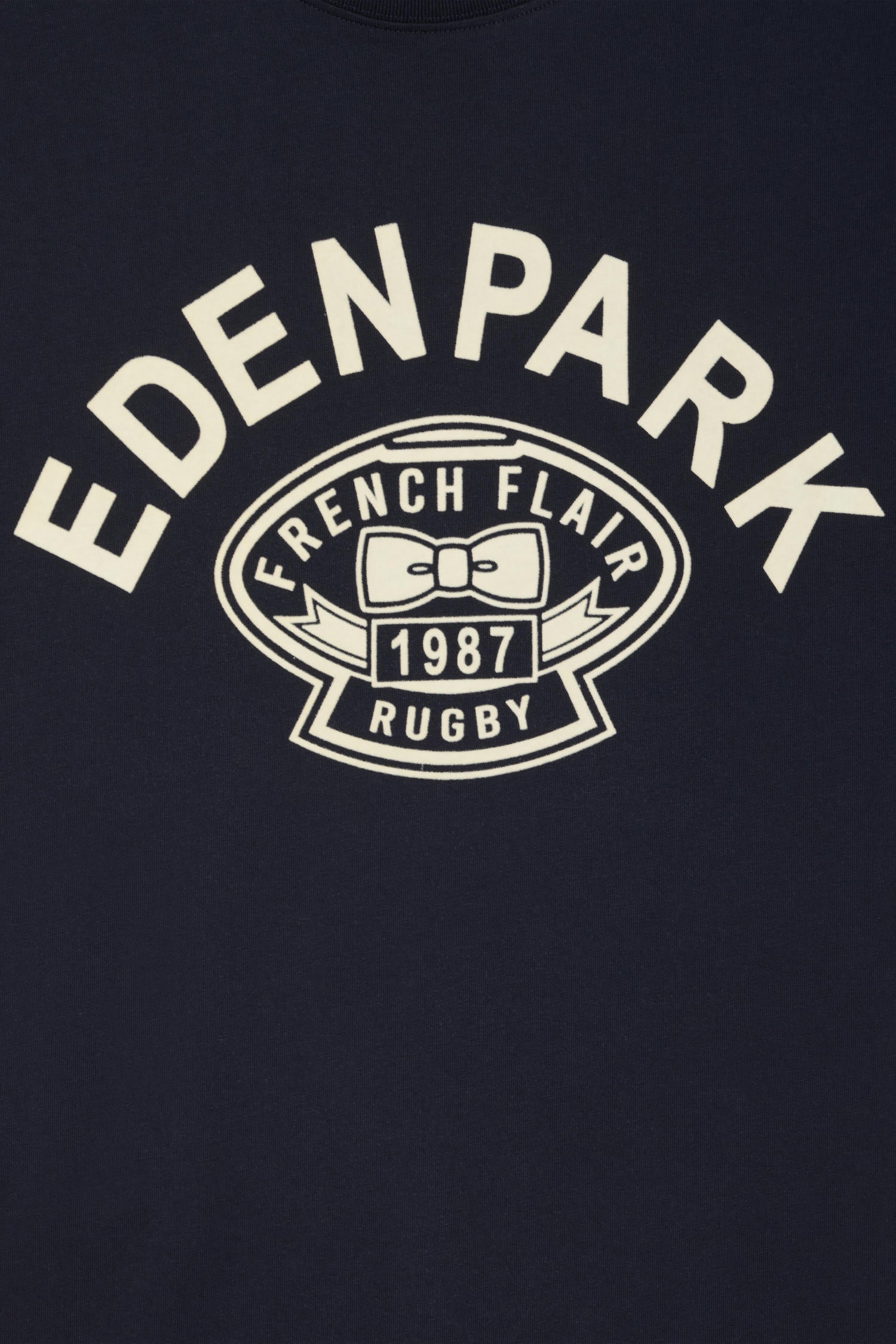 Oversize navy short-sleeved cotton T-shirt with Eden Park Rugby print