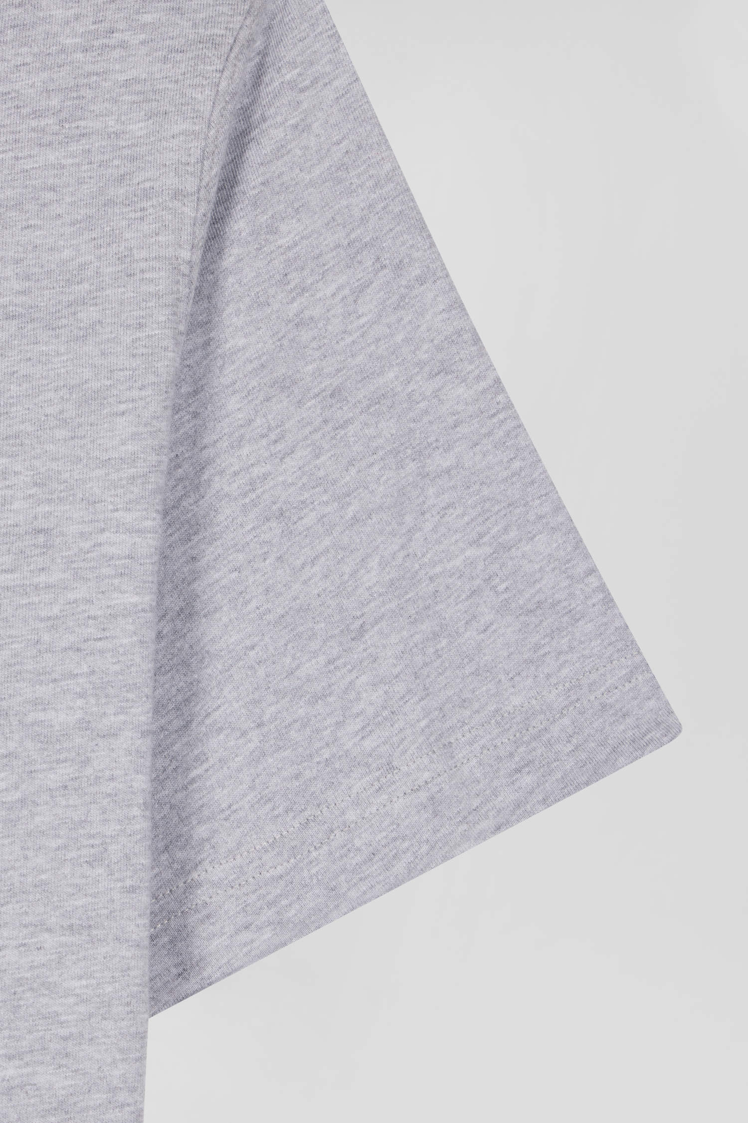 Regular grey short-sleeved cotton T-shirt with back embroidery