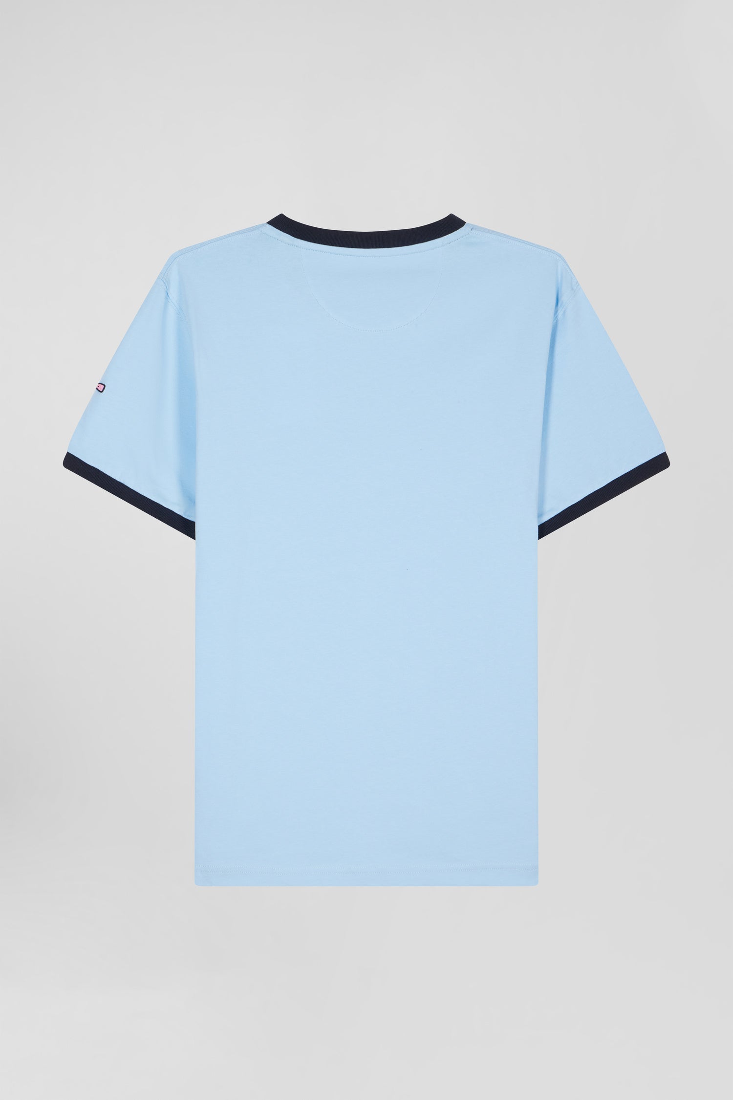 Relaxed sky blue bicolor short-sleeved cotton T-shirt with Eden Park 10 print