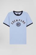 Oversize sky blue short-sleeved cotton T-shirt with Eden Park print