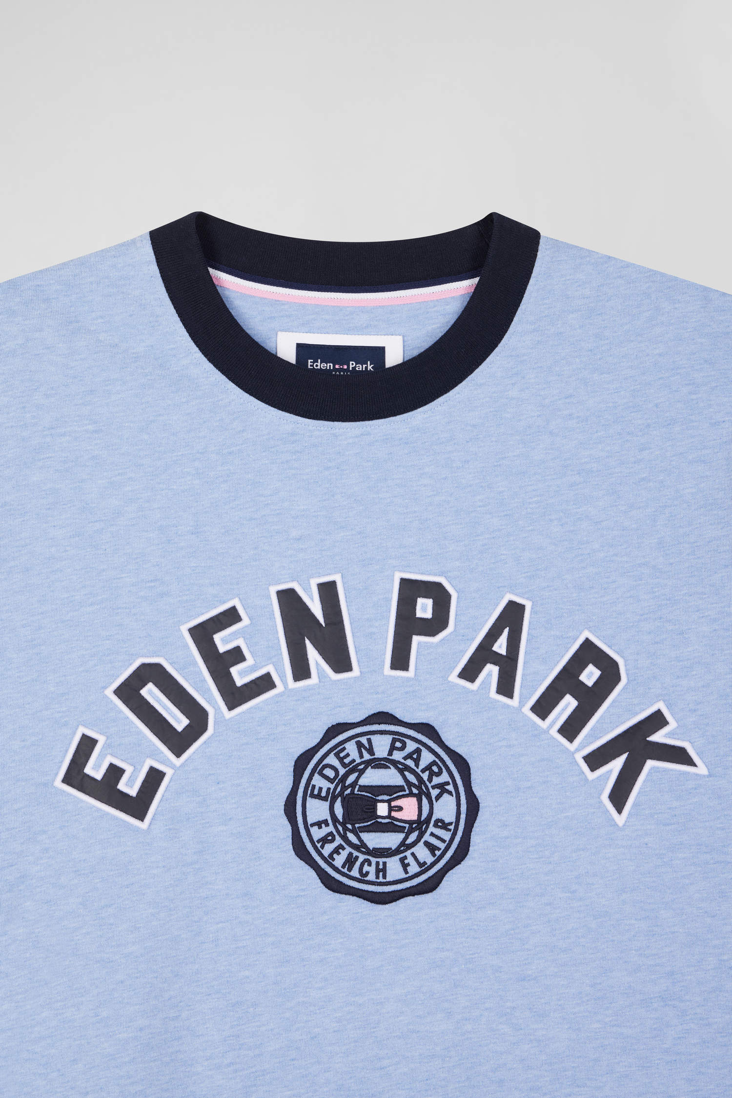 Oversize sky blue short-sleeved cotton T-shirt with Eden Park print