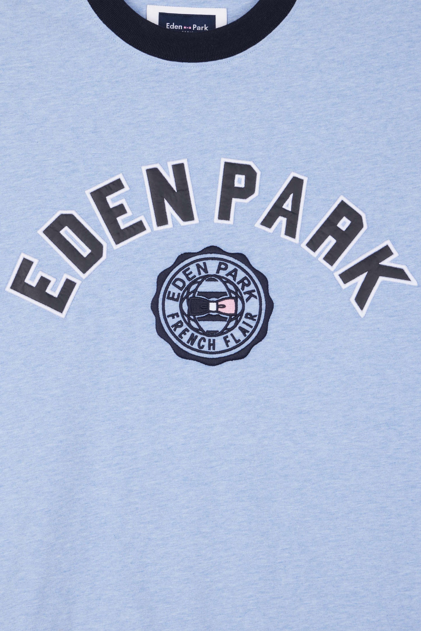 Oversize sky blue short-sleeved cotton T-shirt with Eden Park print