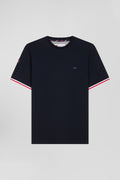 Regular navy short-sleeved cotton T-shirt with tricolor XV de France embroidery