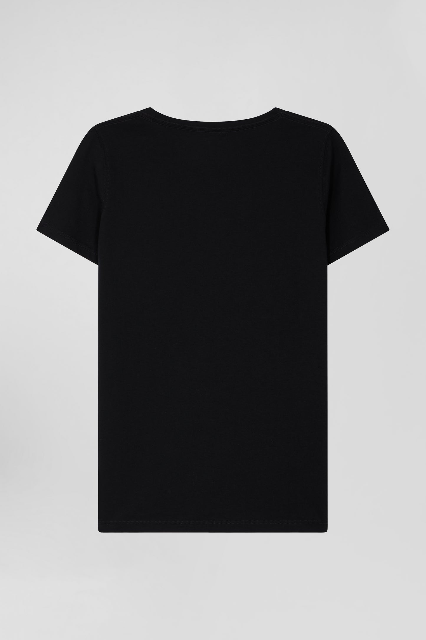 T-shirt manches courtes col V en coton noir coupe Regular