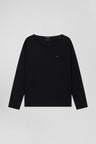 Long-sleeved round-neck t-shirt in black cotton